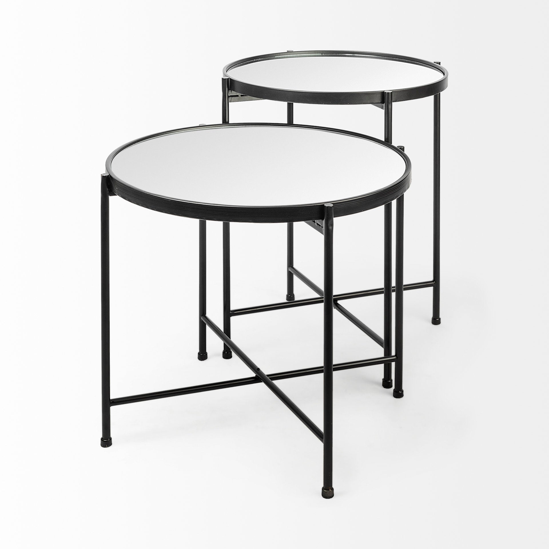 Mercana - Samantha Accent Table in Black, Mirrored Glass