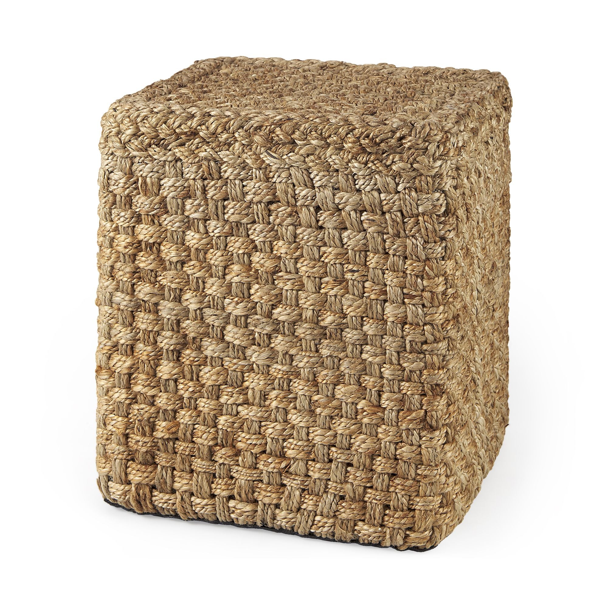 Mercana - Aylin 16.5" Square Brown Jute Pouf
