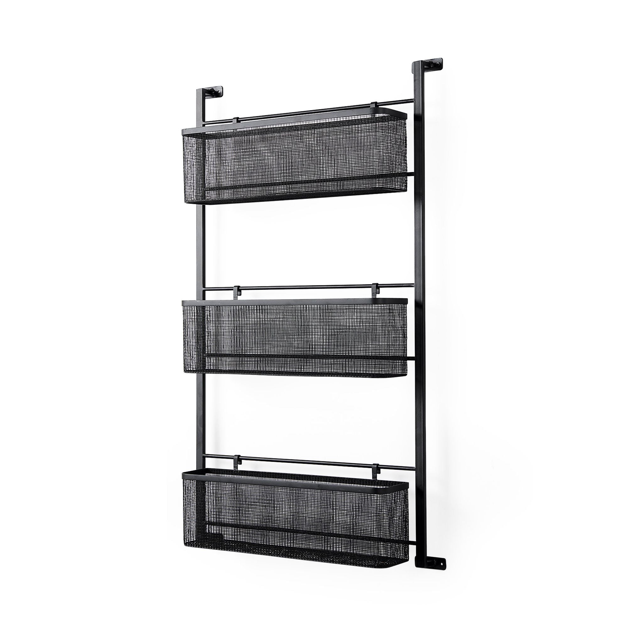 Mercana - Macrinus Black Metal with Mesh Wall Mounted Shelf