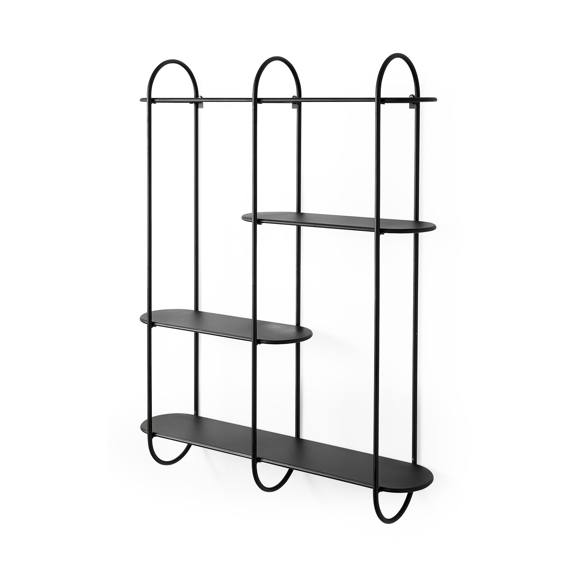 Mercana - Decimus Black Metal Wall Mounted 3 Tiered Shelf