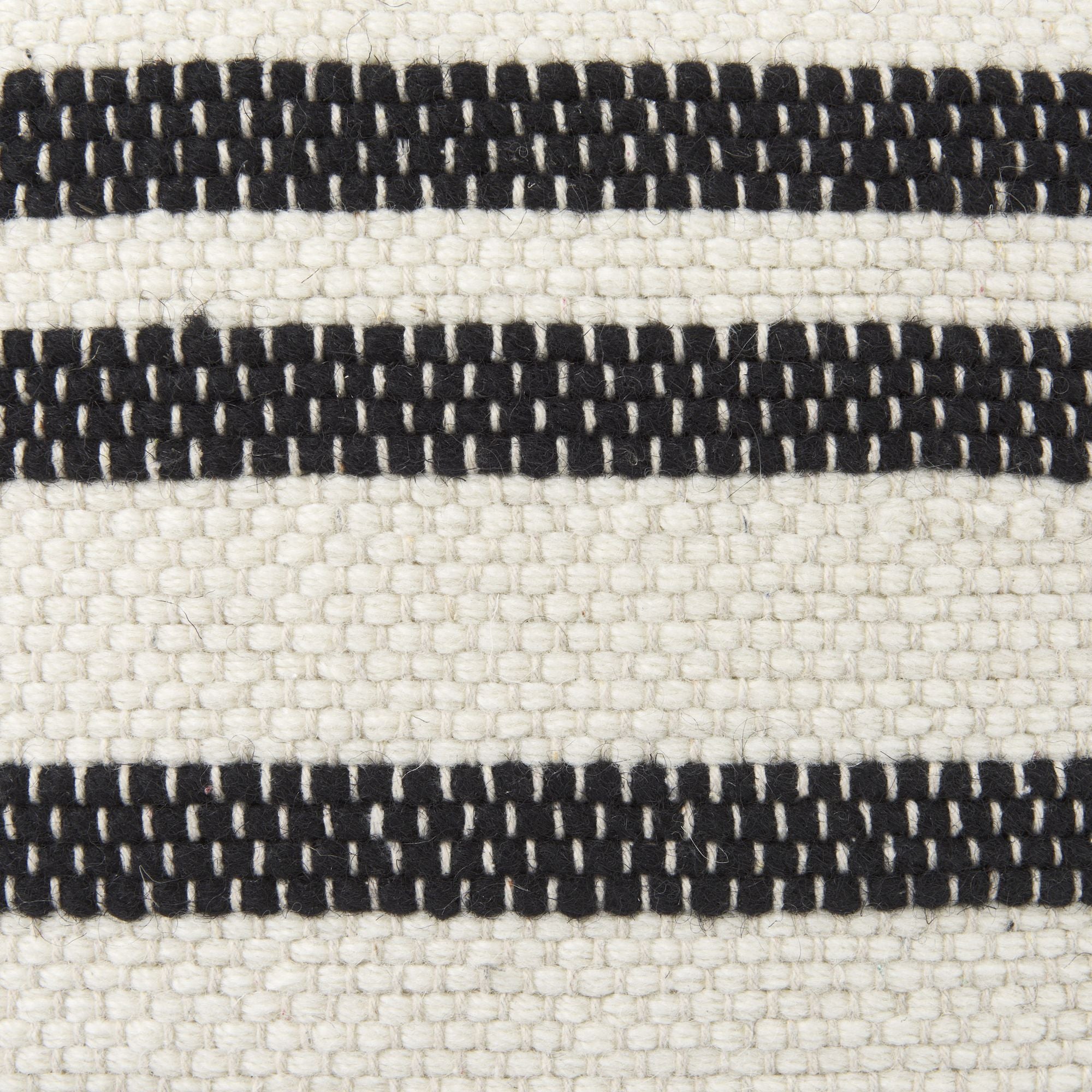 Mercana - Aanya Black/White striped Wool and Cotton Pouf