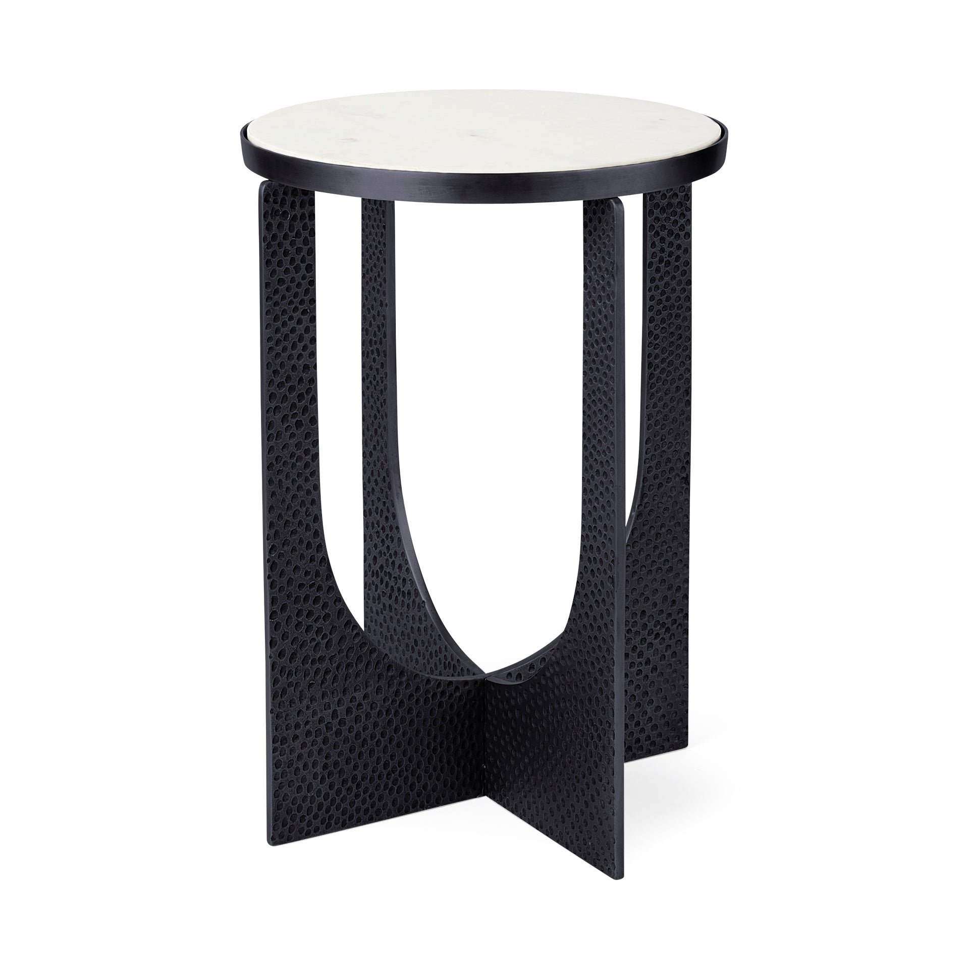 Mercana - Patrick Accent Table in Black, Marble