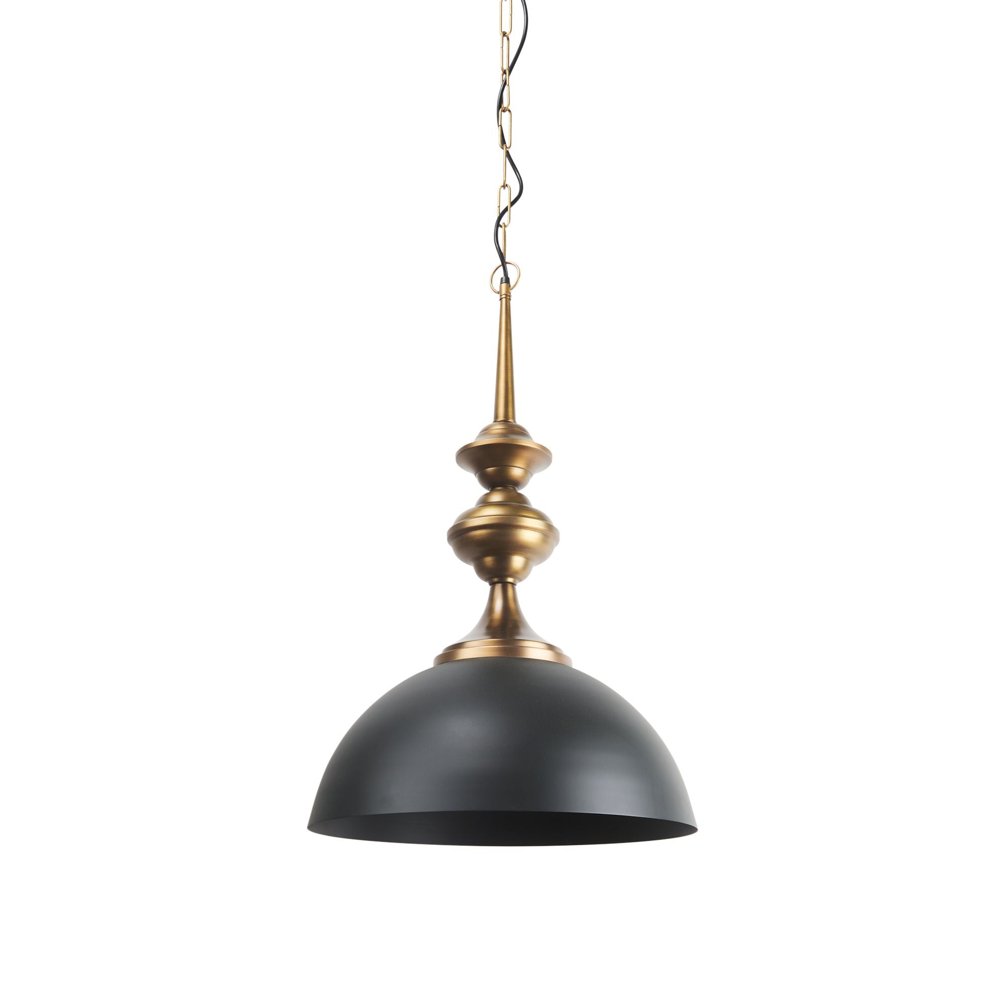 Mercana - Willson Black Iron with Antique Brass Dome Pendant Light