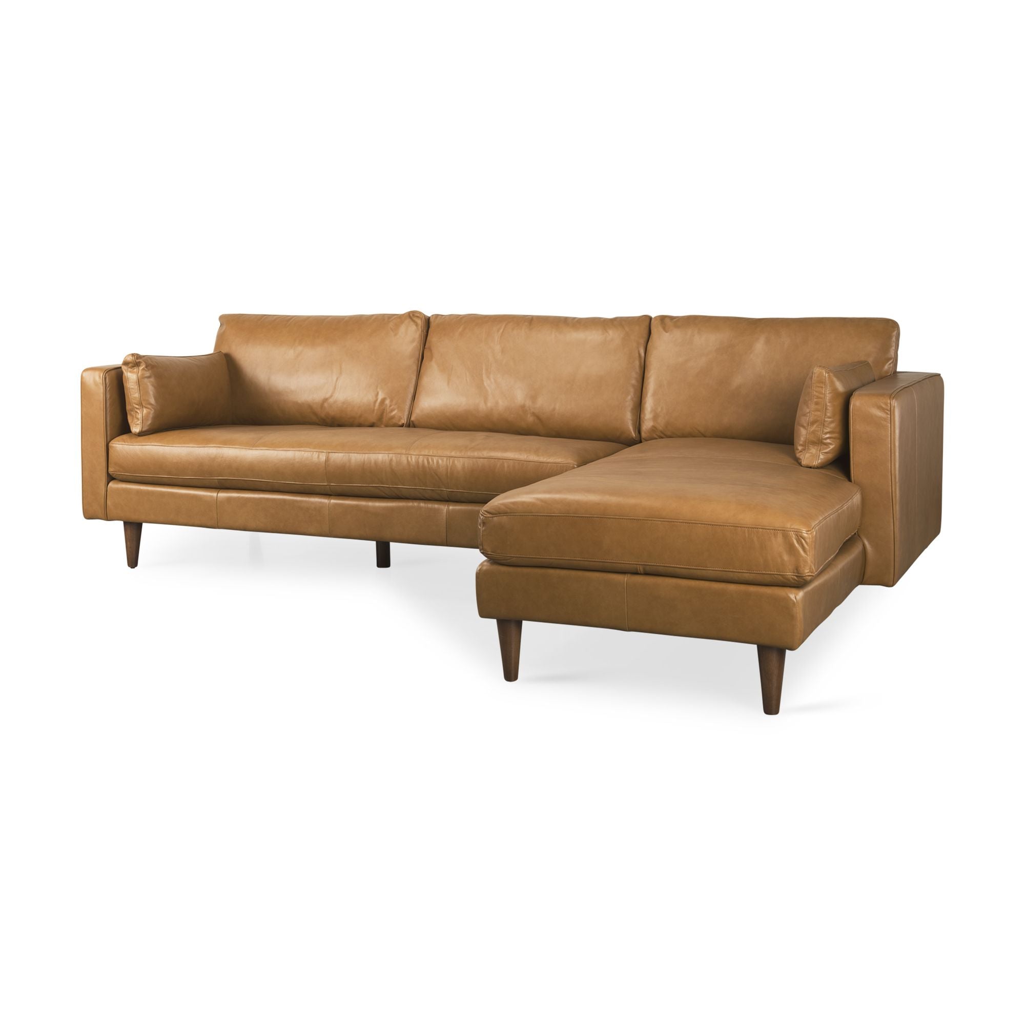 Mercana - Elton Right Chaise Sectional in Tan, Leather