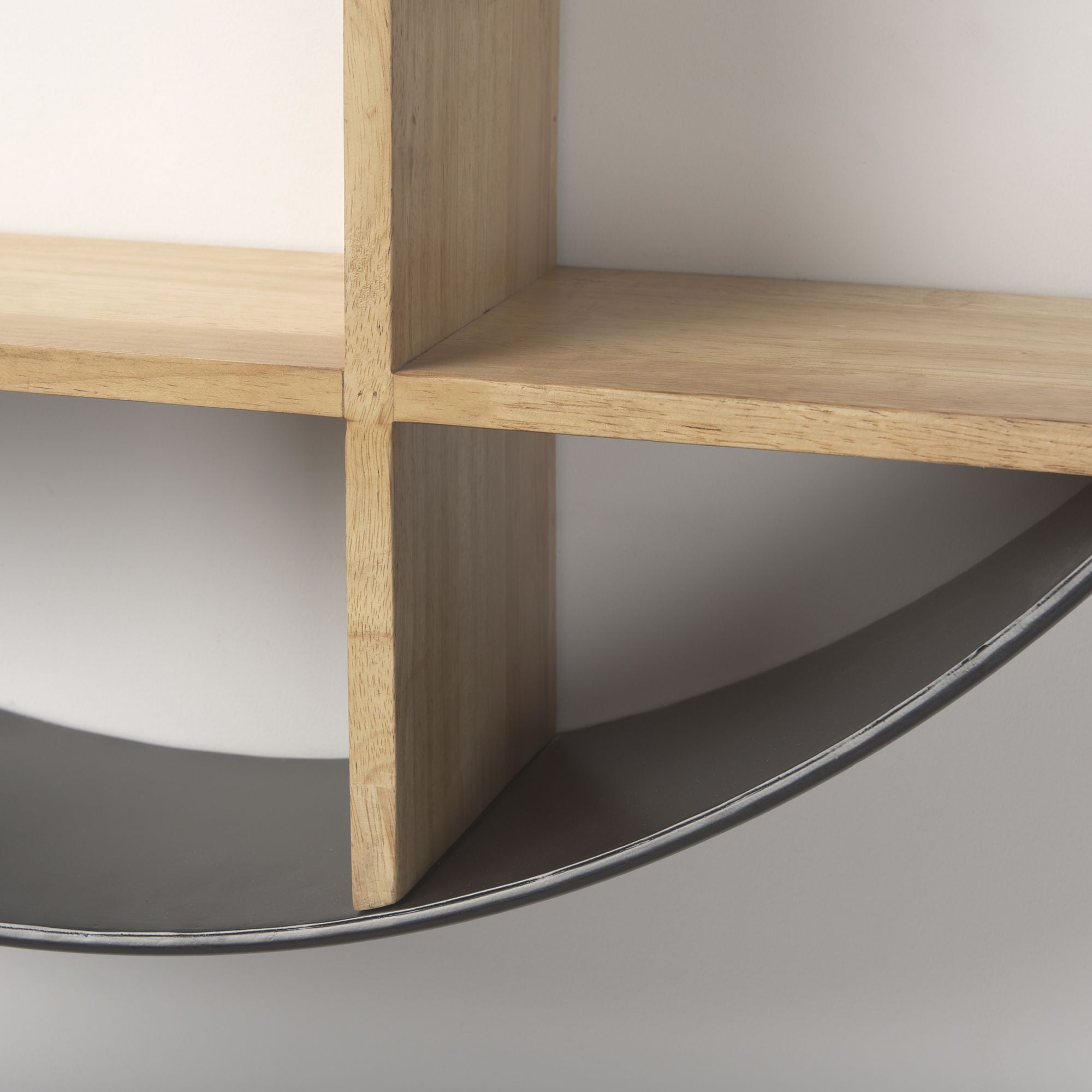 Mercana - Hector Brown Wood with Black Metal Round Wall Shelf