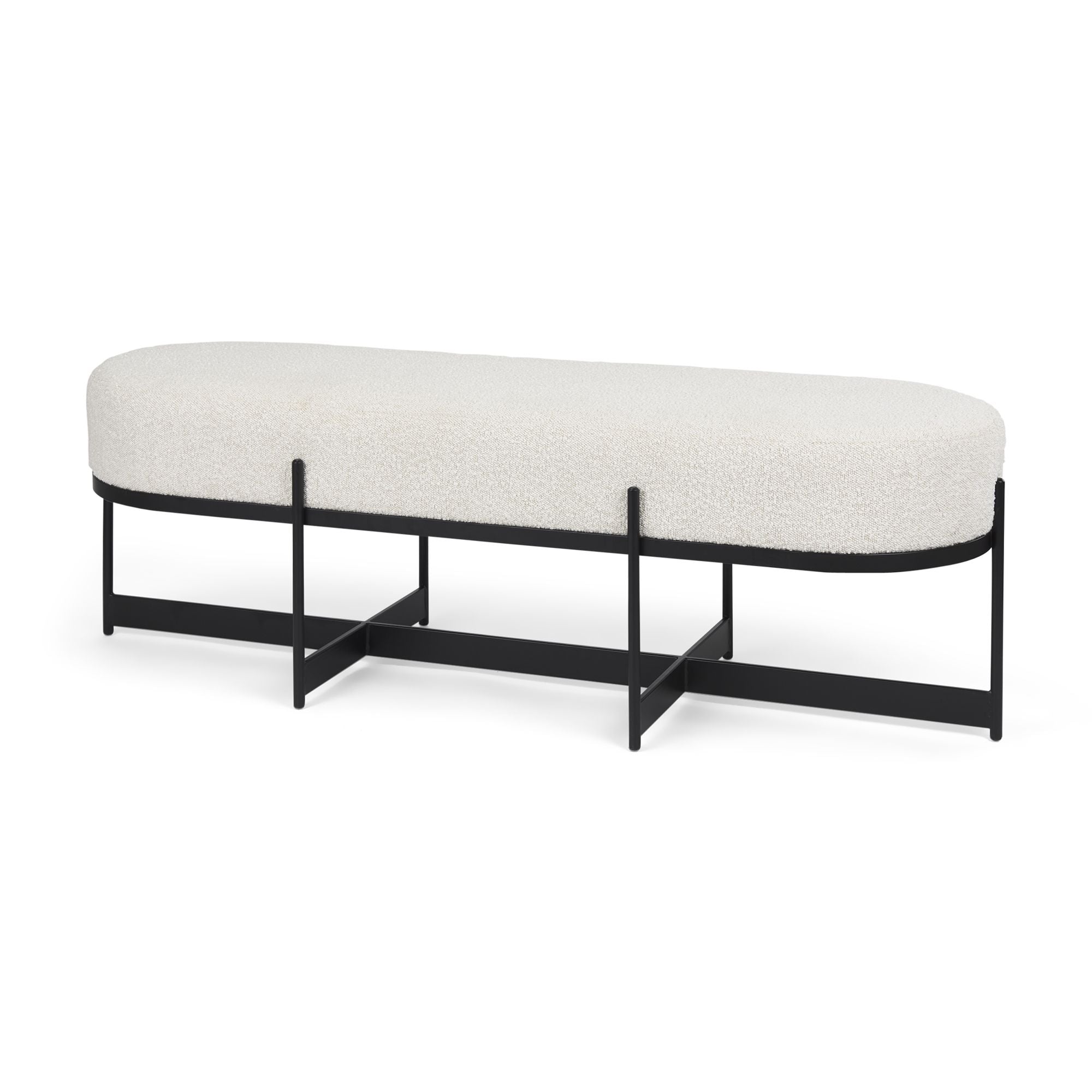 Mercana - Amelia Bench with Black Metal in Cream