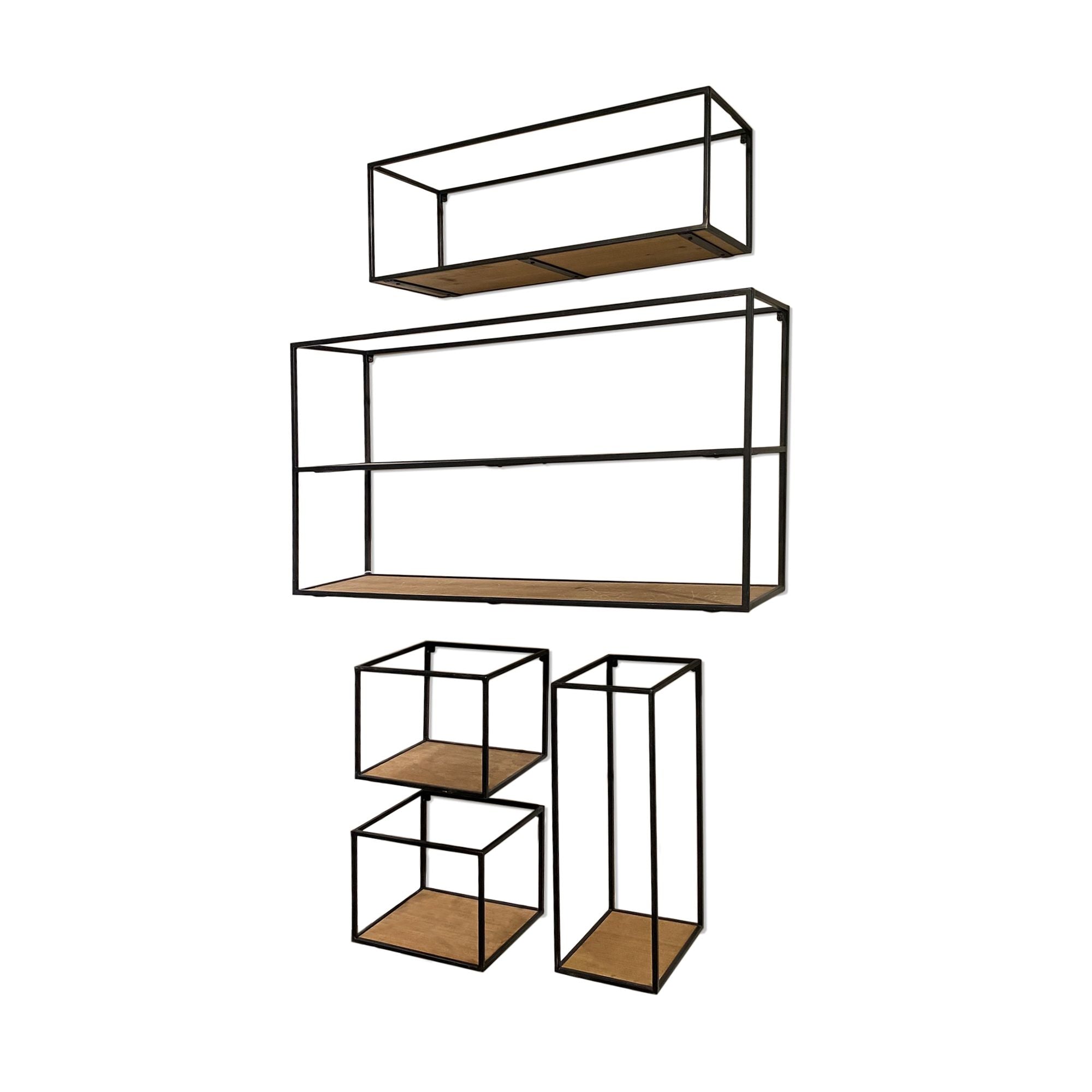 Mercana - Riaz Wood & Metal Shelves (Set of 5)