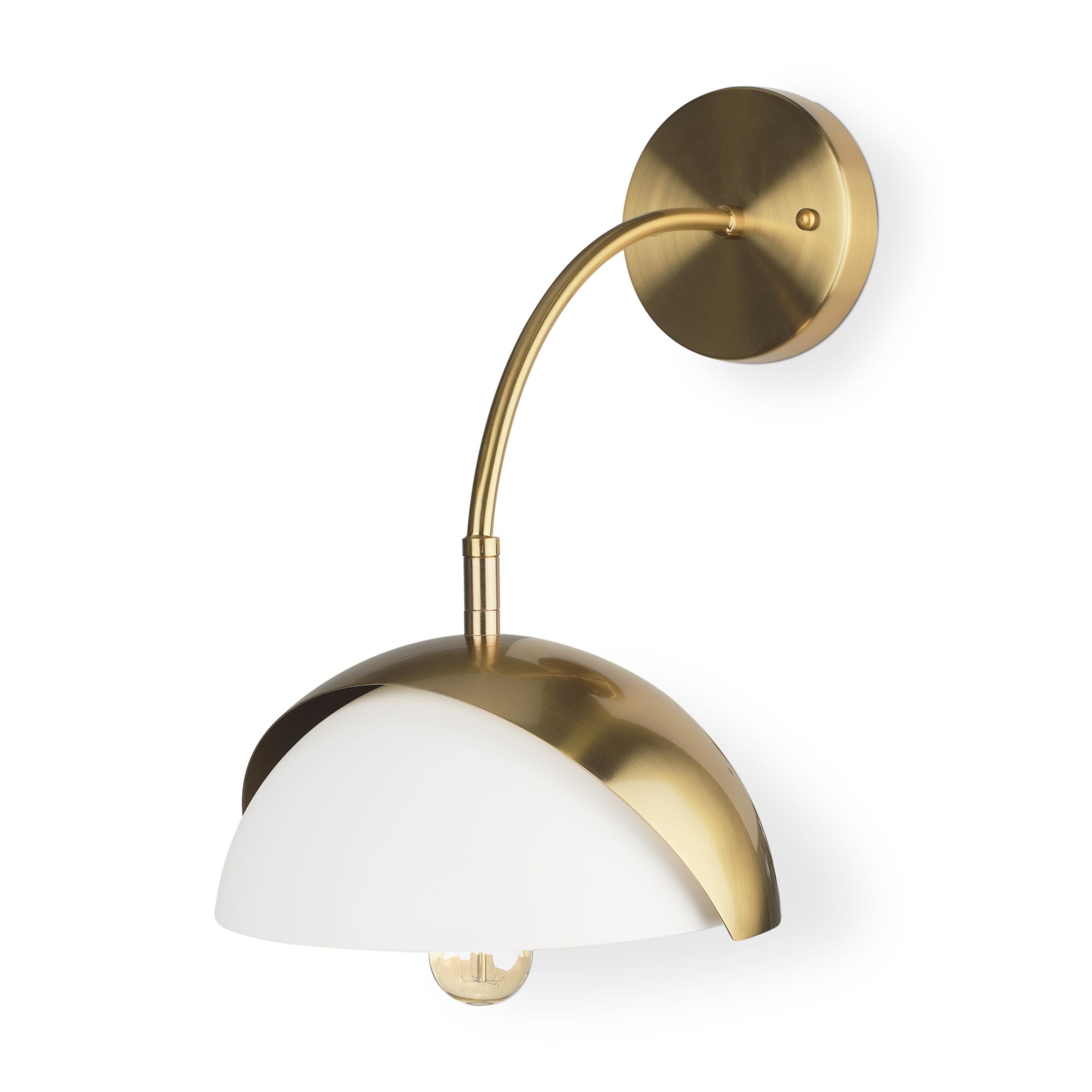 Mercana - Cybill Brushed Brass with White Metal Shade 1-Light Wall Sconce