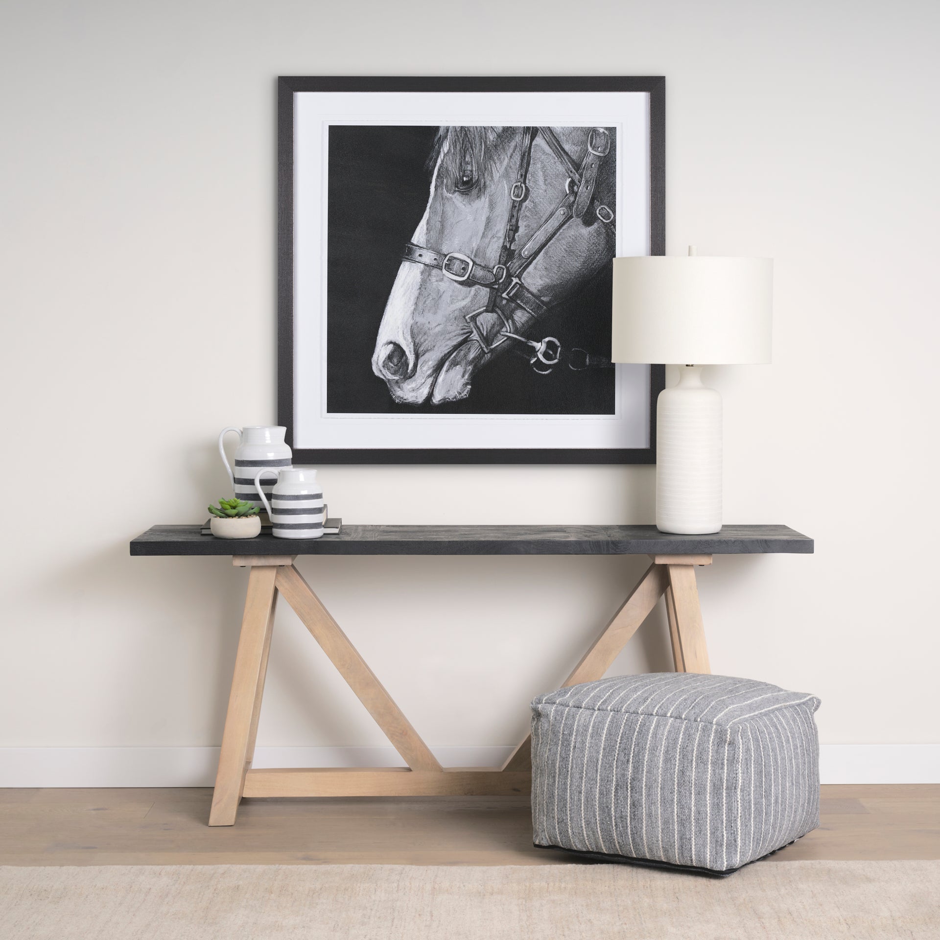 Mercana - Rialto Console Table in Black/Brown, Solid Wood