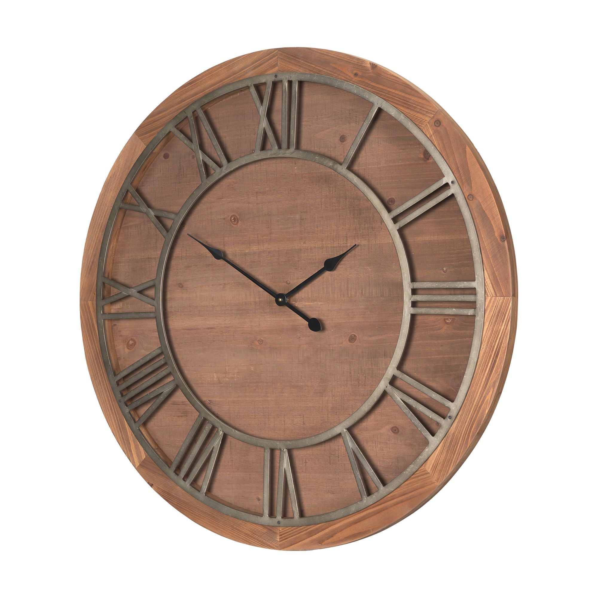 Mercana - Raul Medium Brown Wood/Silver Metal Wall Clock