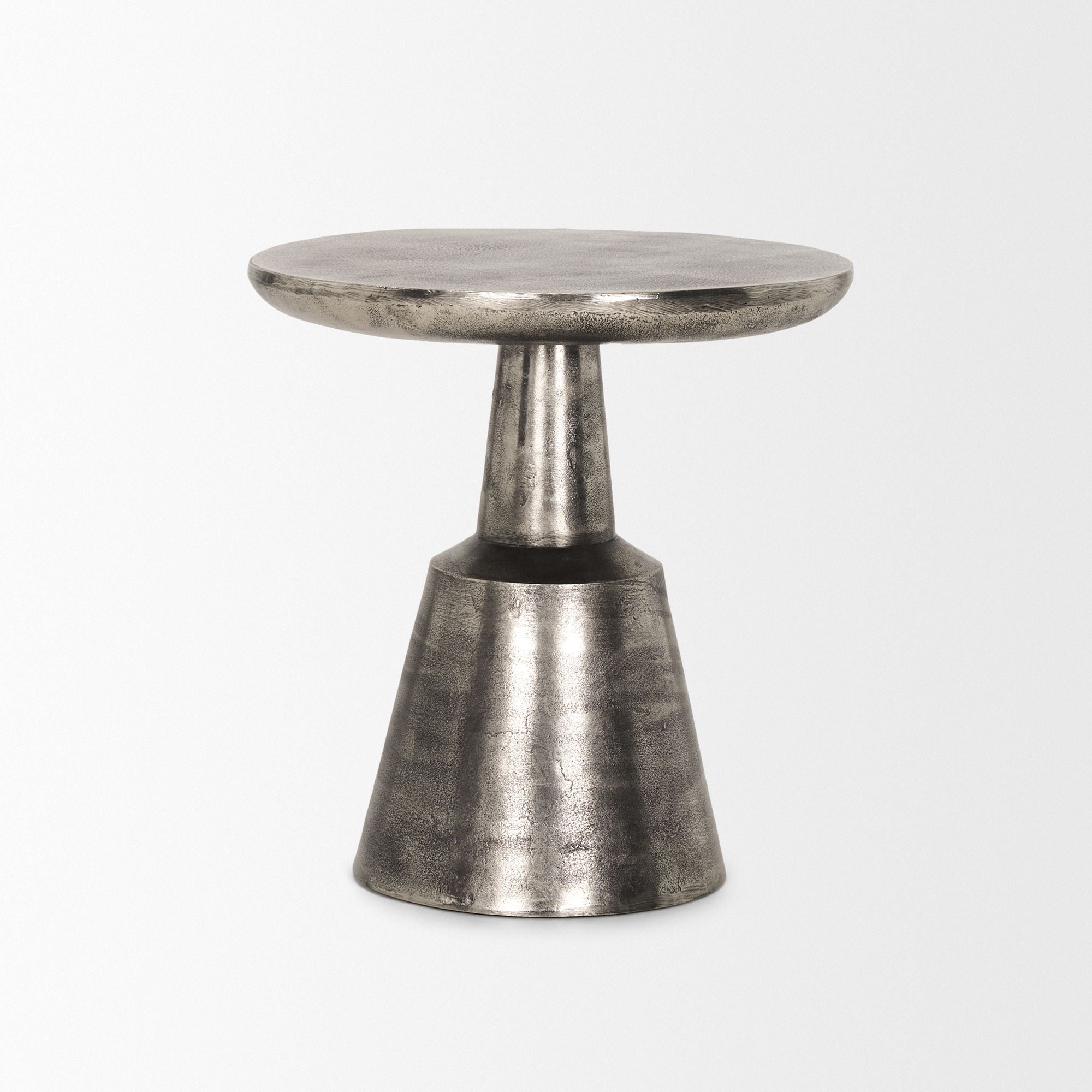 Mercana - Bobbi Textured Polished Nickel Cast Aluminum Metal Accent Table