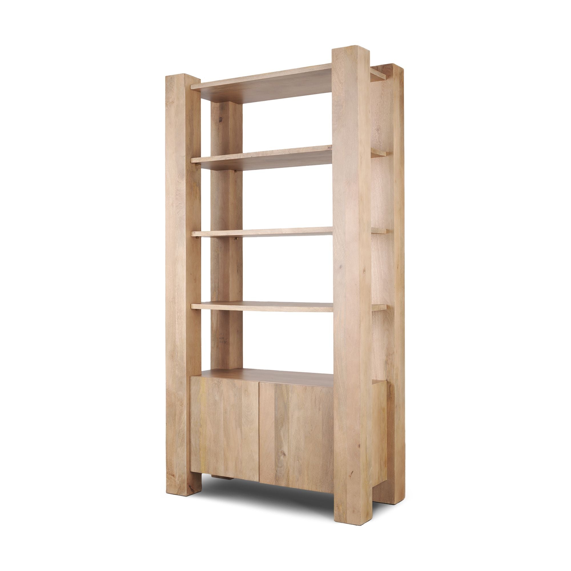 Mercana - Beth Light Brown Wood with Open and Closed Storage Shelving Unit