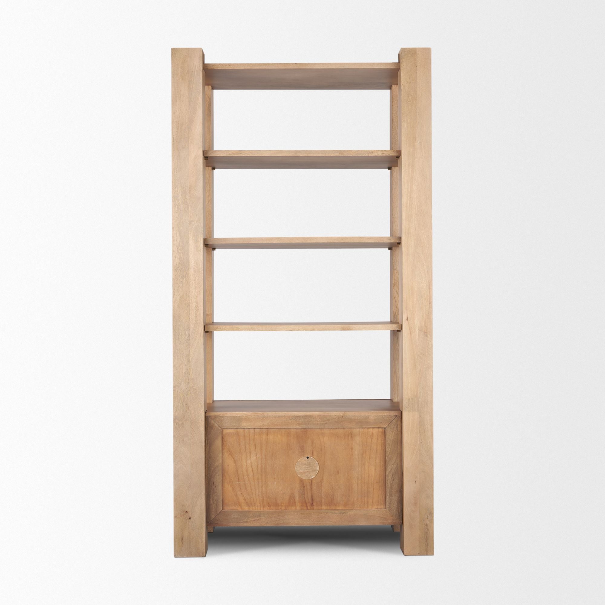 Mercana - Beth Light Brown Wood with Open and Closed Storage Shelving Unit