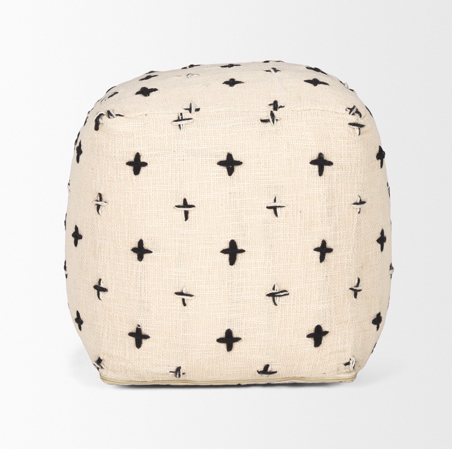 Mercana - Saanvi Pouf in Black/Cream, Wool