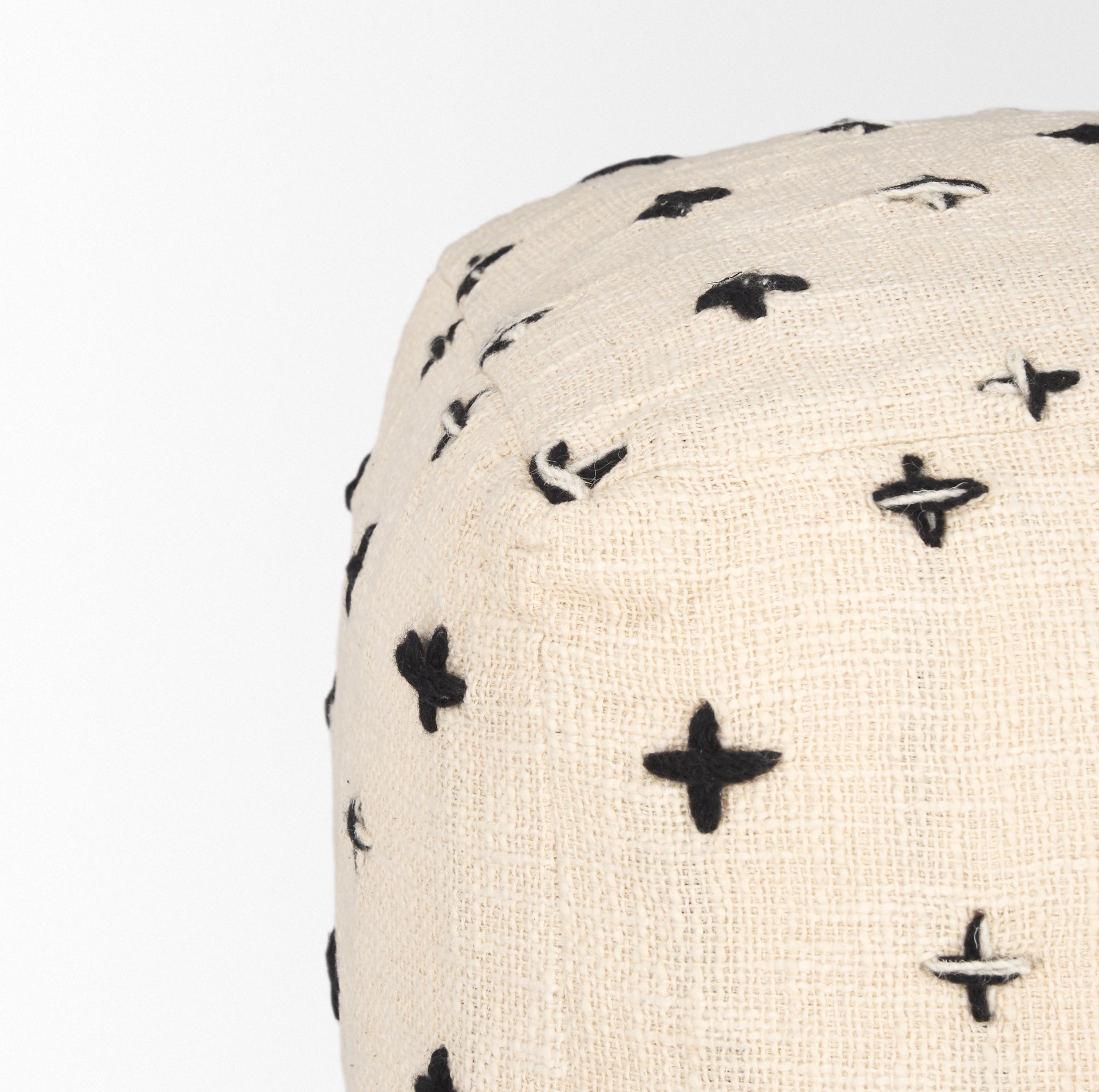 Mercana - Saanvi Pouf in Black/Cream, Wool
