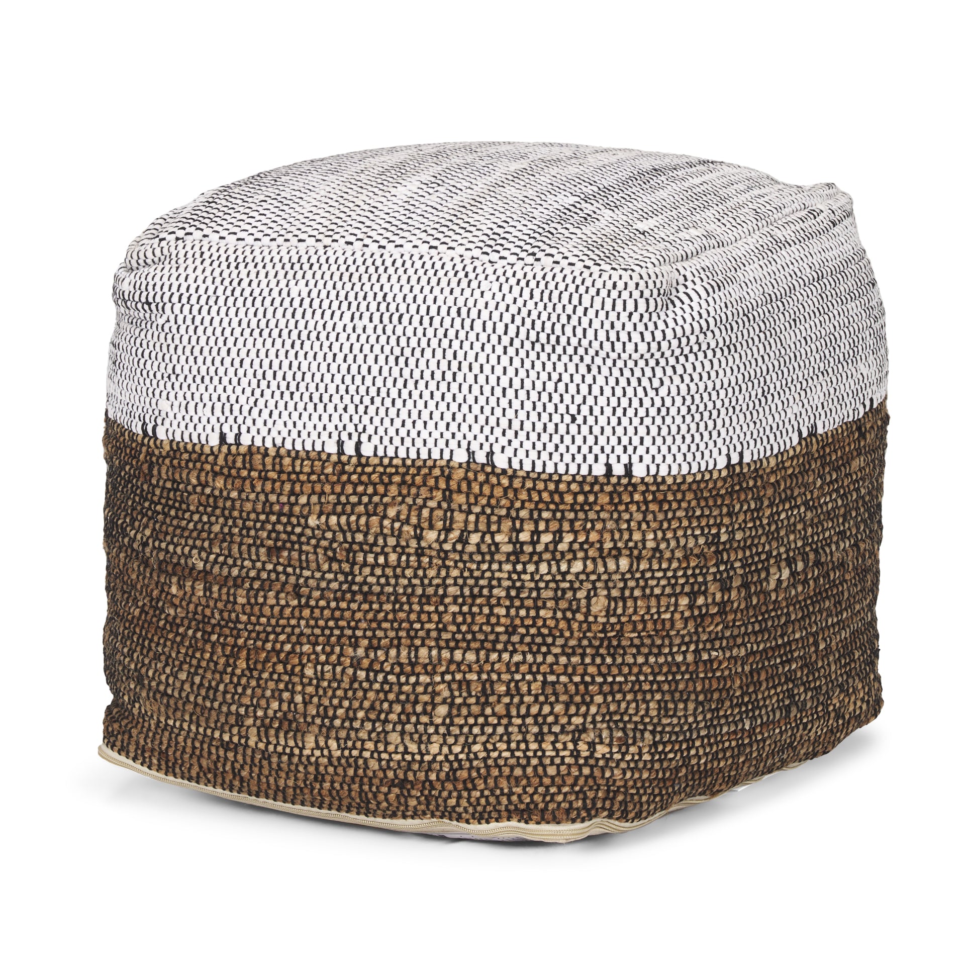Mercana - Samiya Pouf in Black/White, Fabric