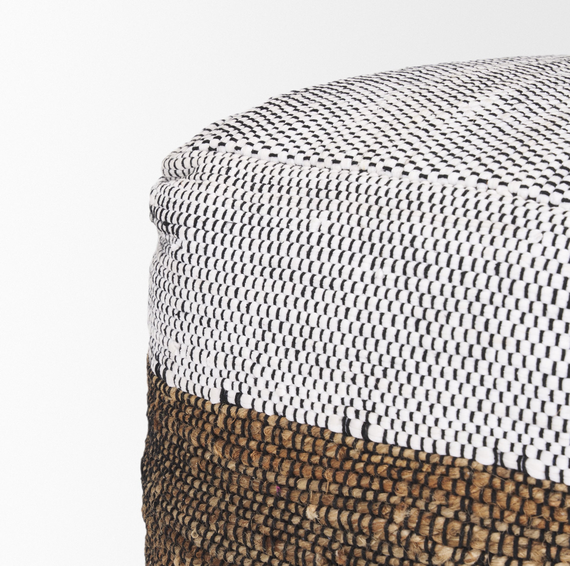 Mercana - Samiya Pouf in Black/White, Fabric