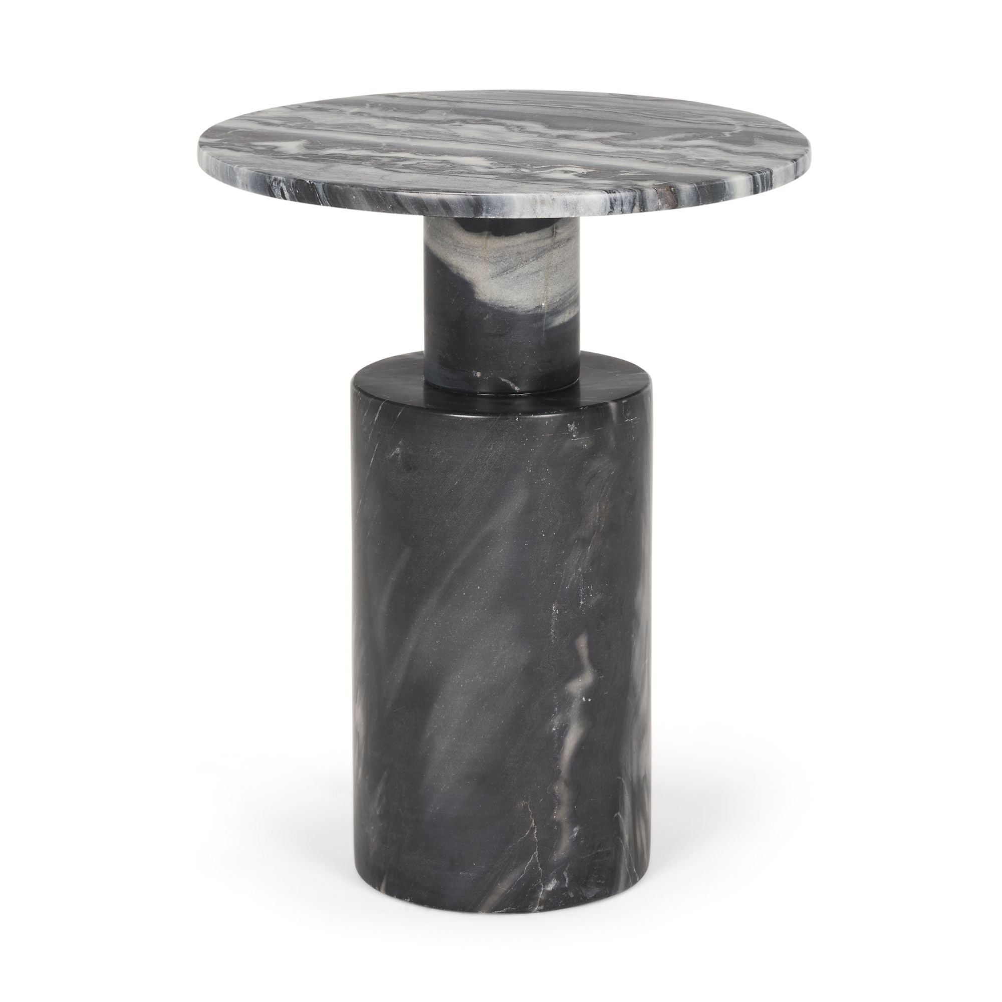 Mercana - Taite Solid Dark Gray Marble Pedestal Accent Table