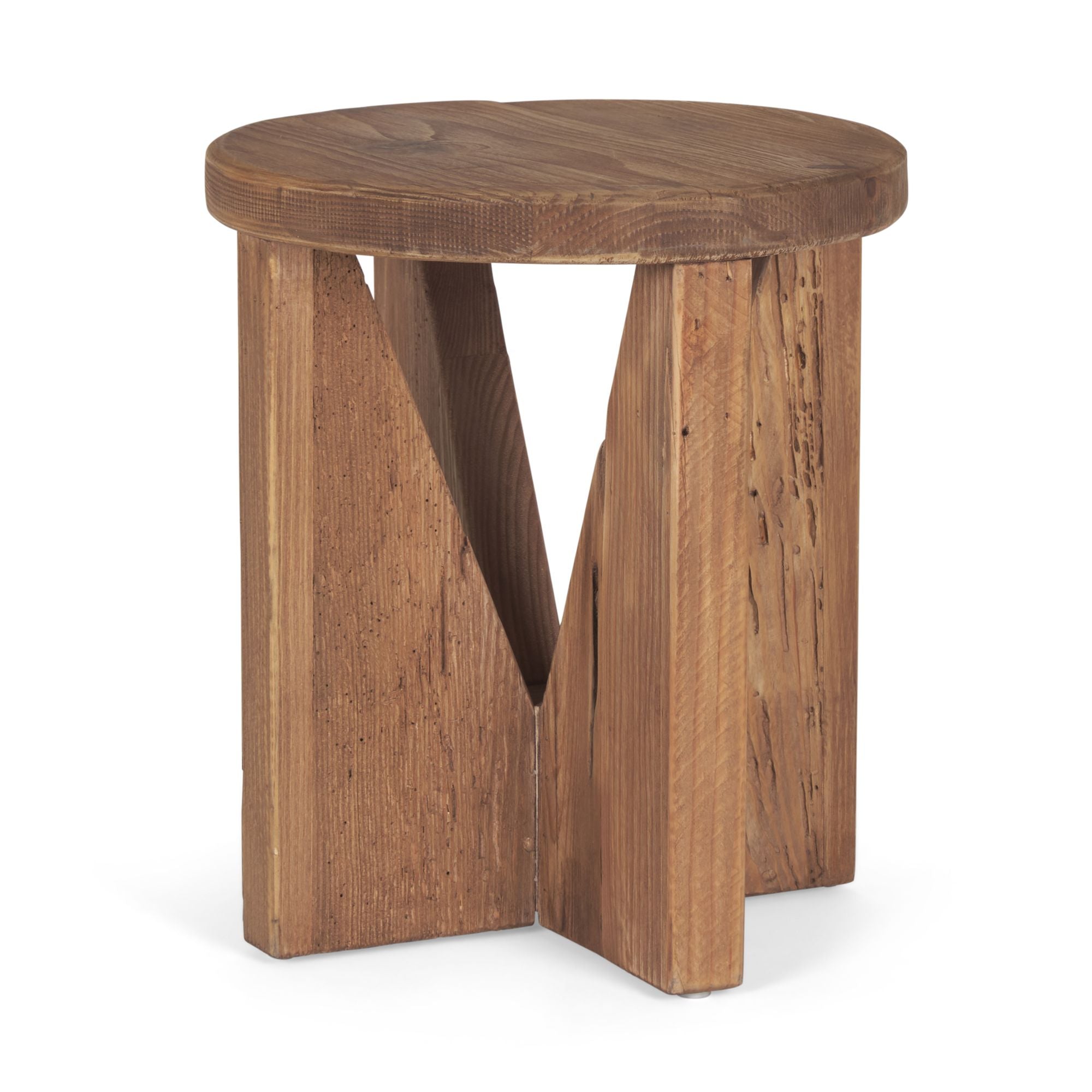 Mercana - Tahlia Round Natural Brown Wood with Angled Legs Stool