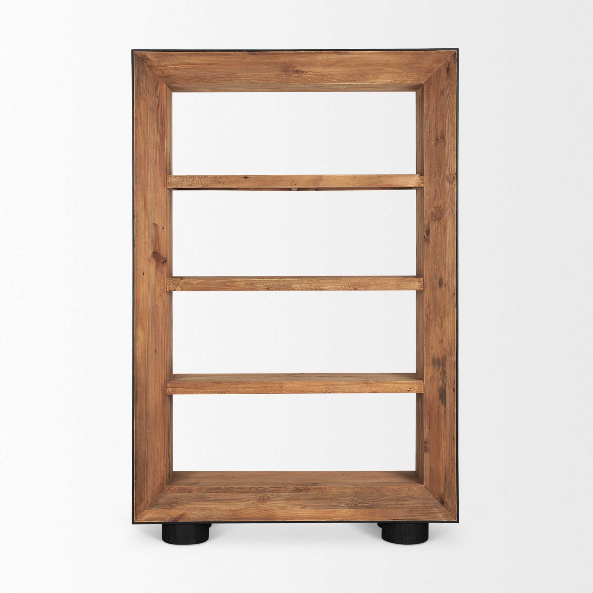 Mercana - Tabor Natural Wood with Black Oak Frame Bookcase