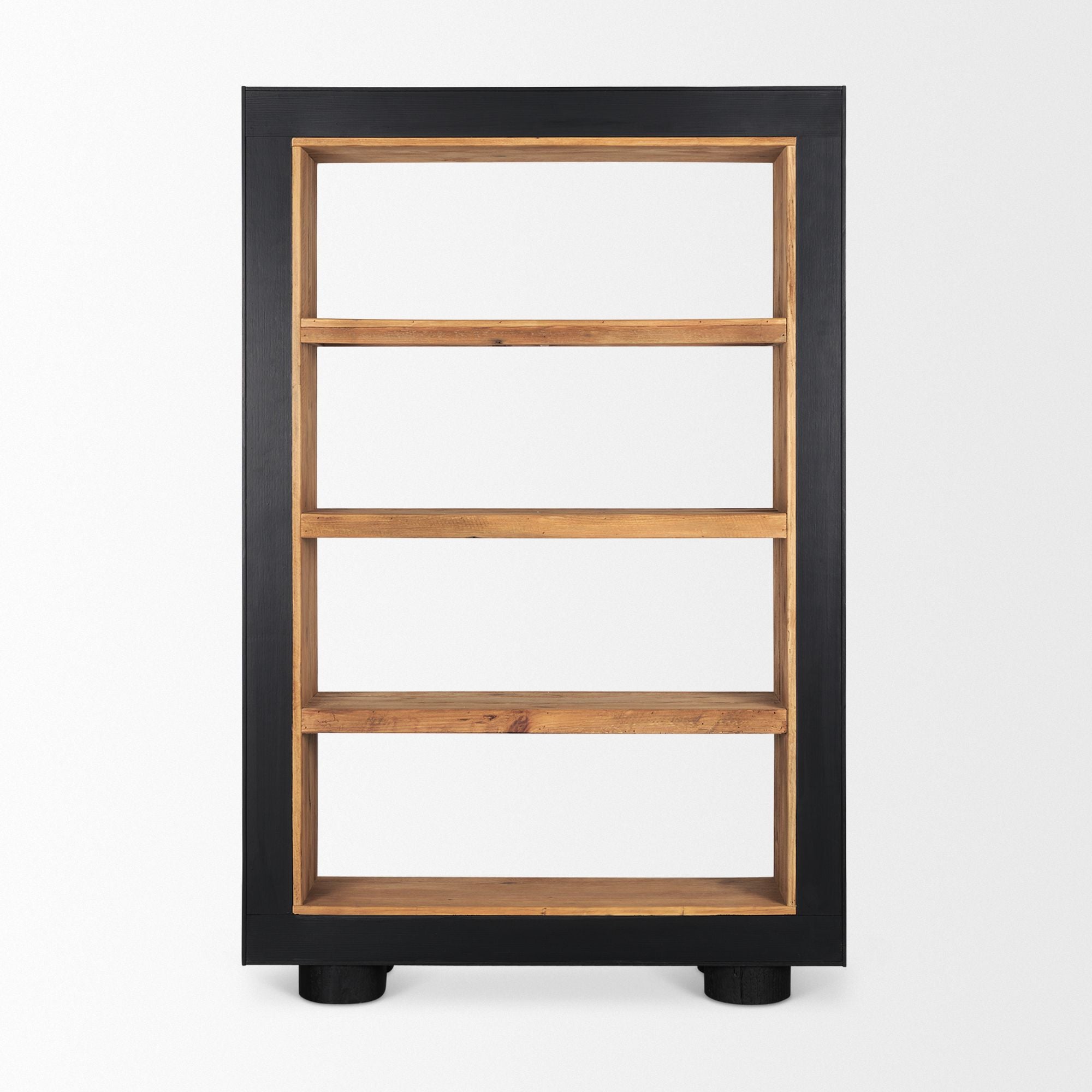 Mercana - Tabor Natural Wood with Black Oak Frame Bookcase