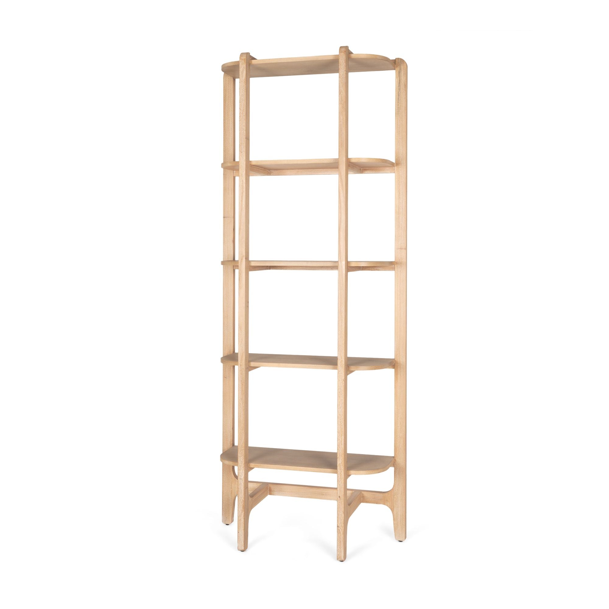 Mercana - Taylin Light Brown Solid Wood Open Bookshelf