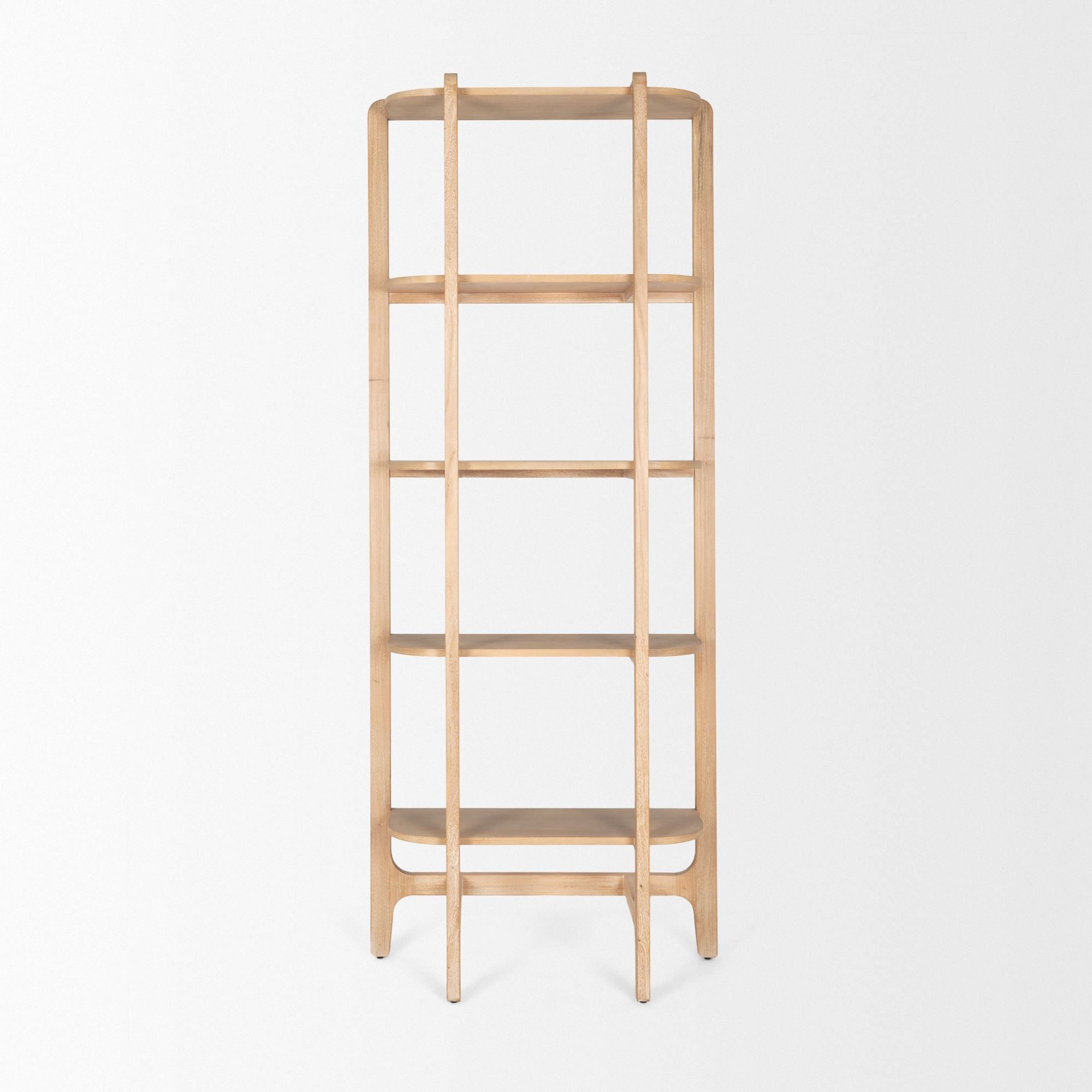 Mercana - Taylin Light Brown Solid Wood Open Bookshelf