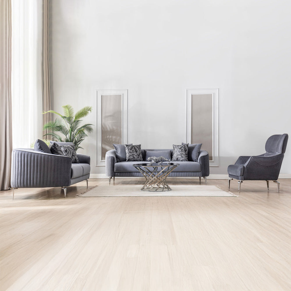 Nova - Angela Gray Velvet Sofa 91" & Loveseat 71"