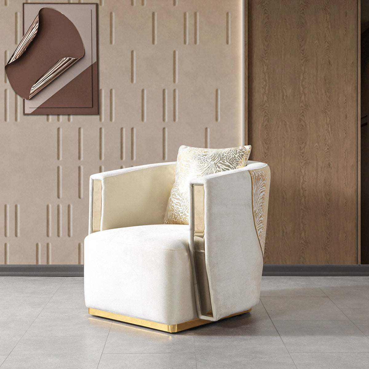 Nova - Anica Ivory Velvet Chair