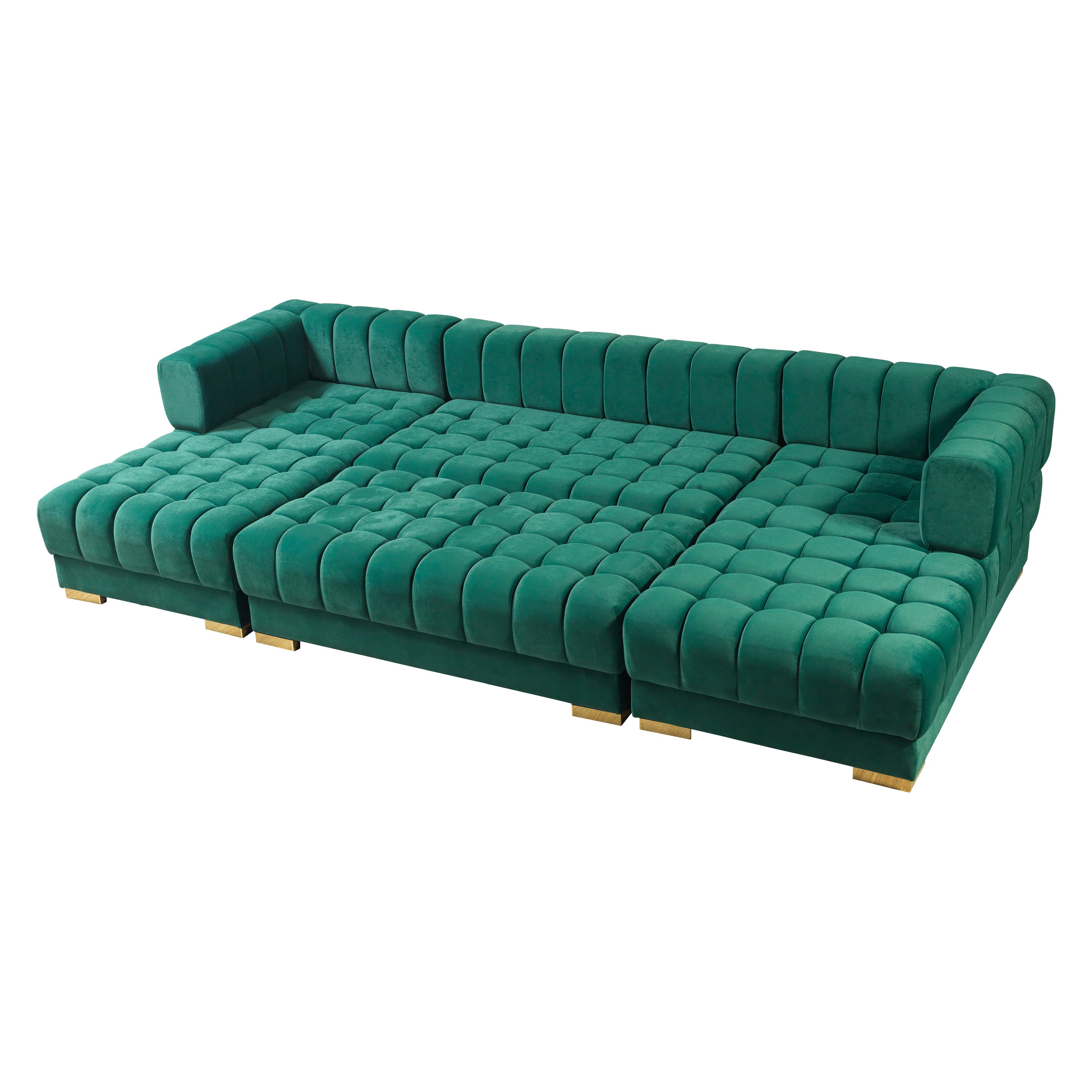 Nova - Ariana Green Velvet Double Chaise 138" Sectional