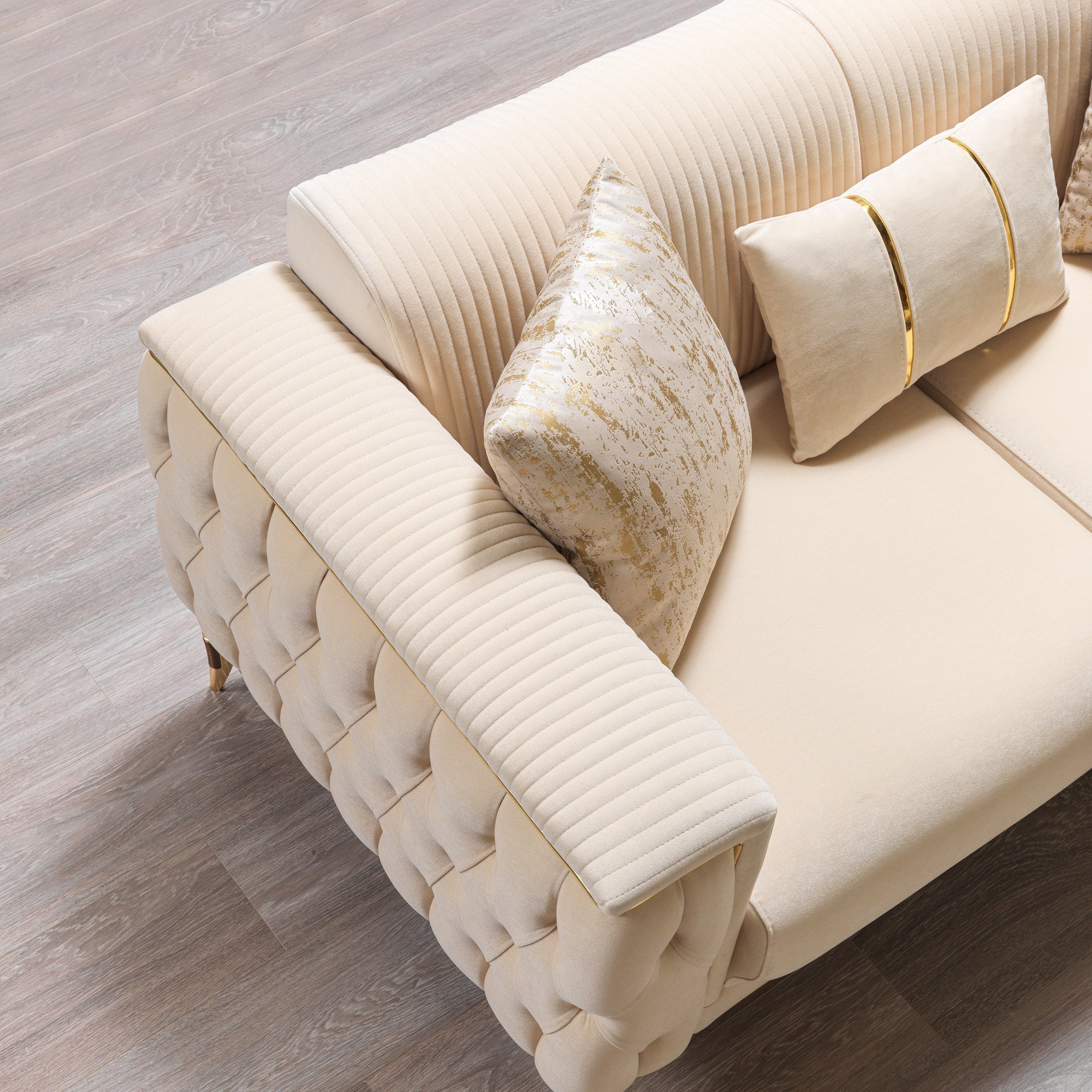 Nova - Belinda Ivory Velvet Sofa 89" & Loveseat 69"