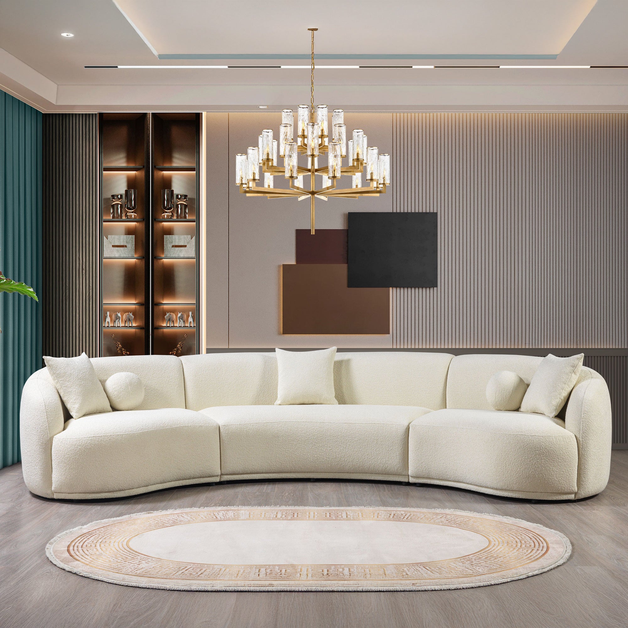 Nova - Bonita Ivory Boucle 3-Piece Curved Sectional