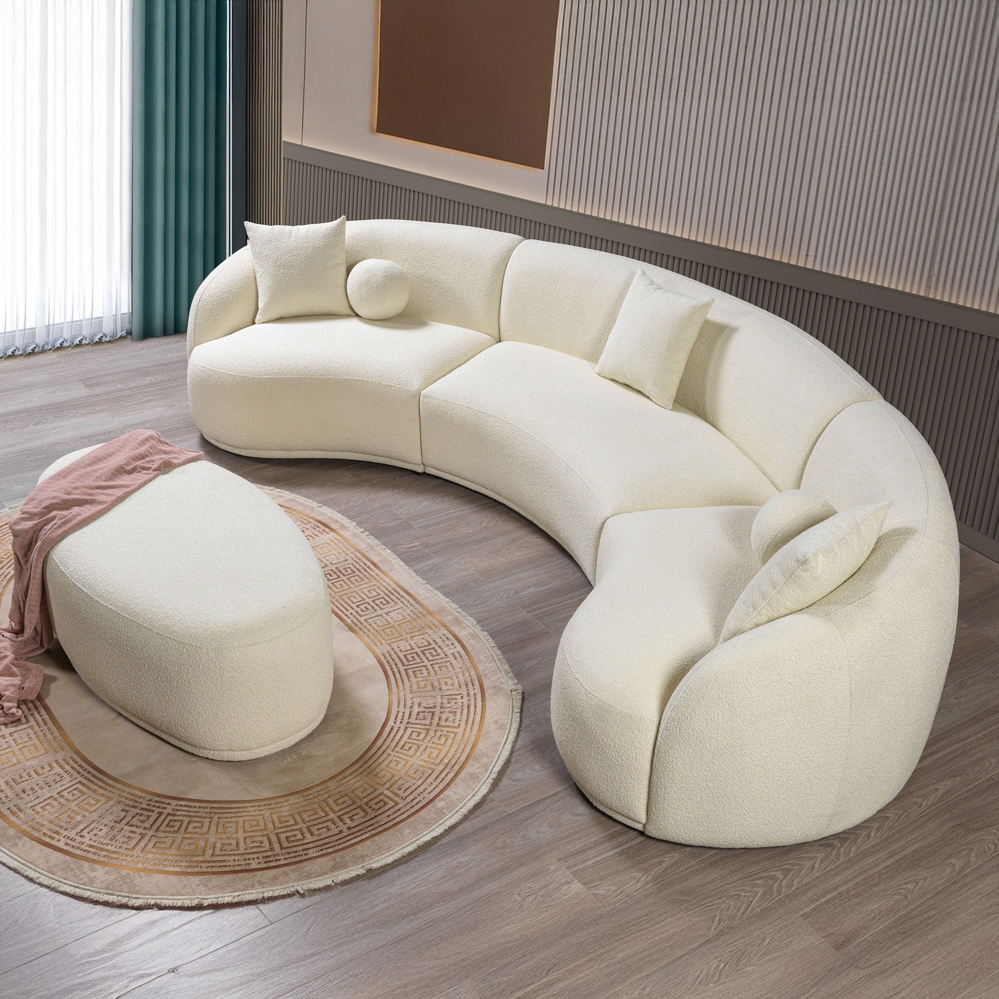 Nova - Bonita Ivory Boucle 3-Piece Curved Sectional