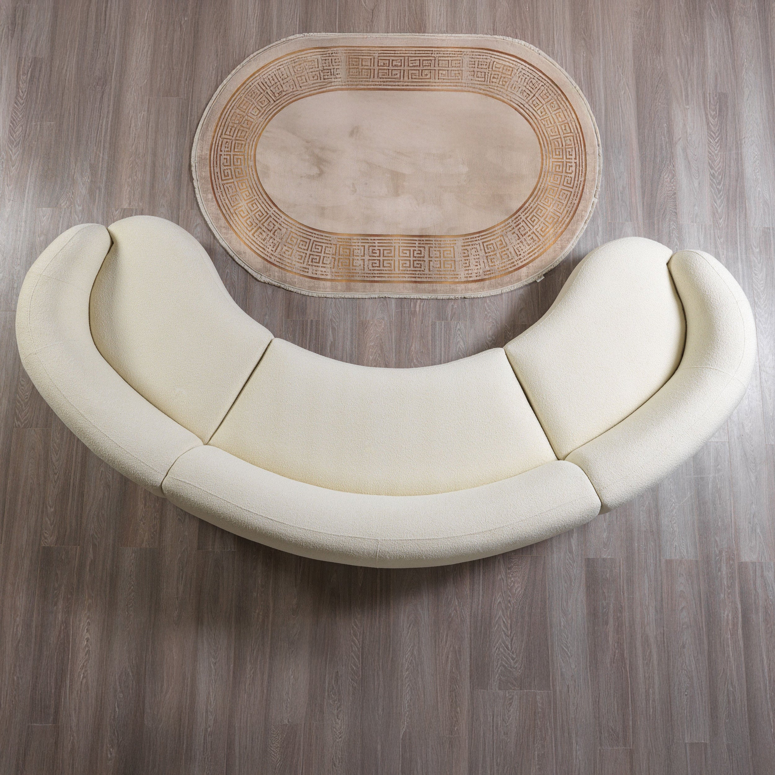 Nova - Bonita Ivory Boucle 3-Piece Curved Sectional