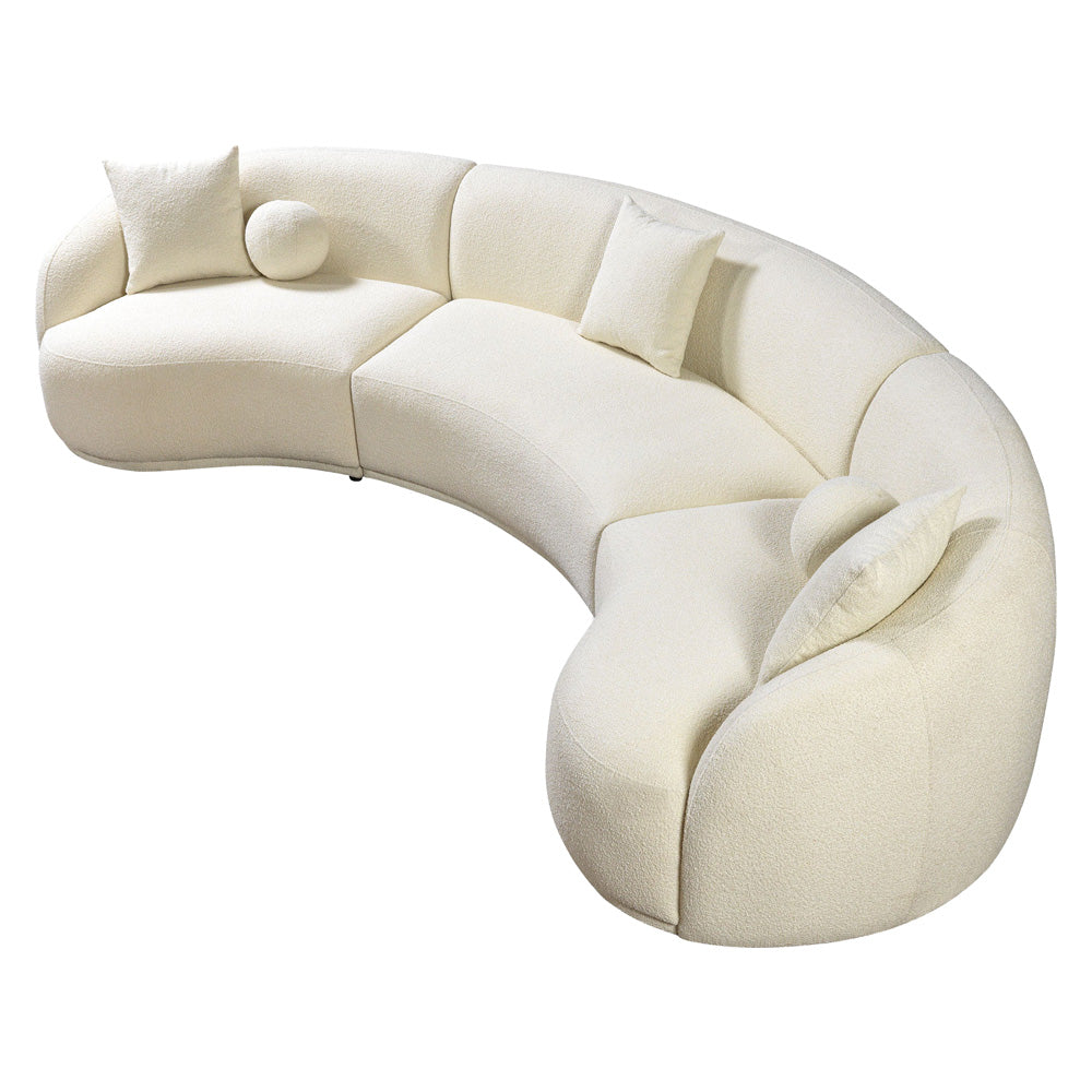 Nova - Bonita Ivory Boucle 3-Piece Curved Sectional