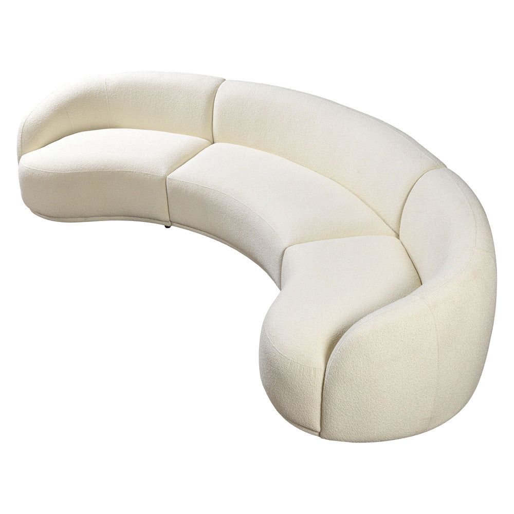 Nova - Bonita Ivory Boucle 3-Piece Curved Sectional