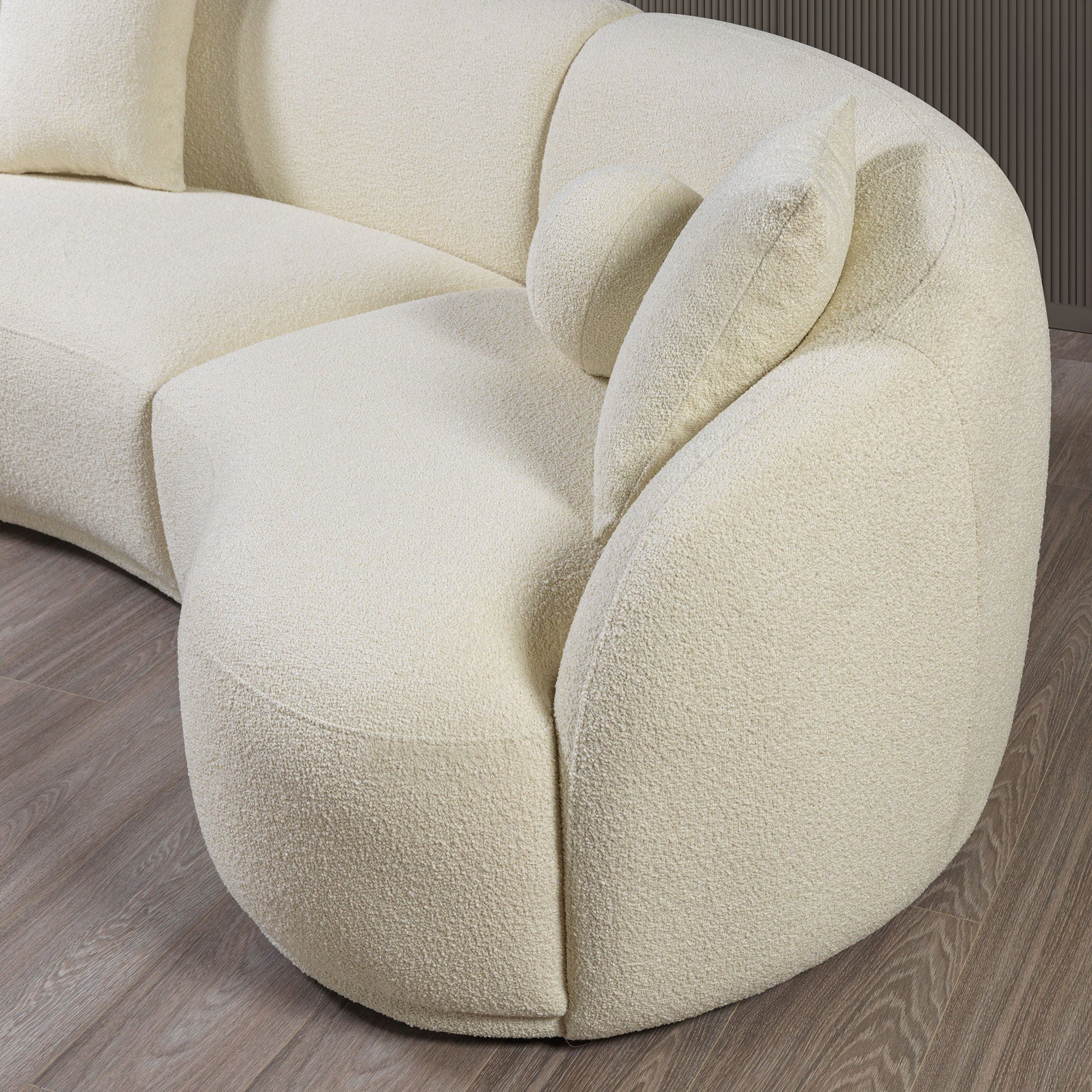Nova - Bonita Ivory Boucle 3-Piece Curved Sectional