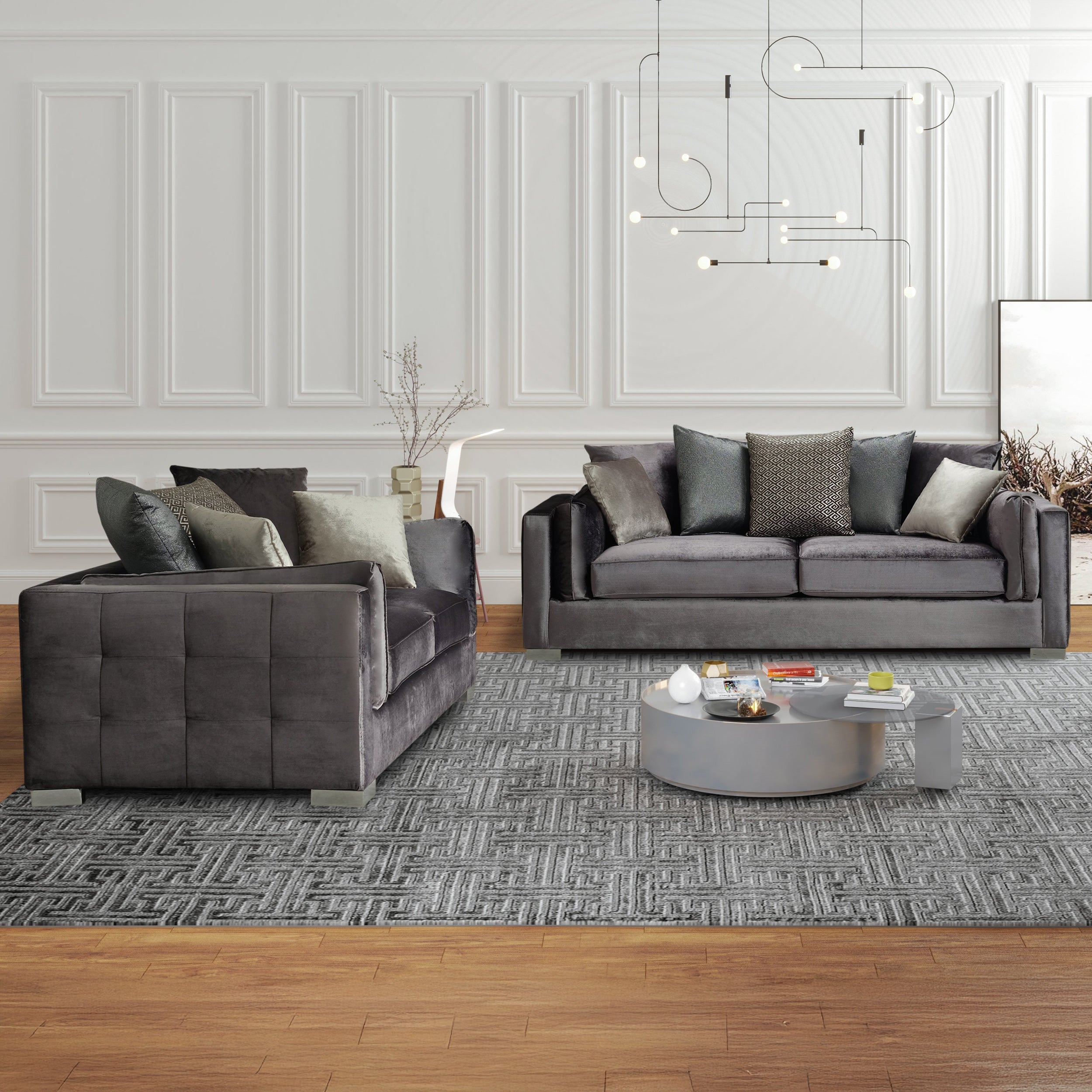 Nova - Clara Gray Velvet Sofa & Loveseat