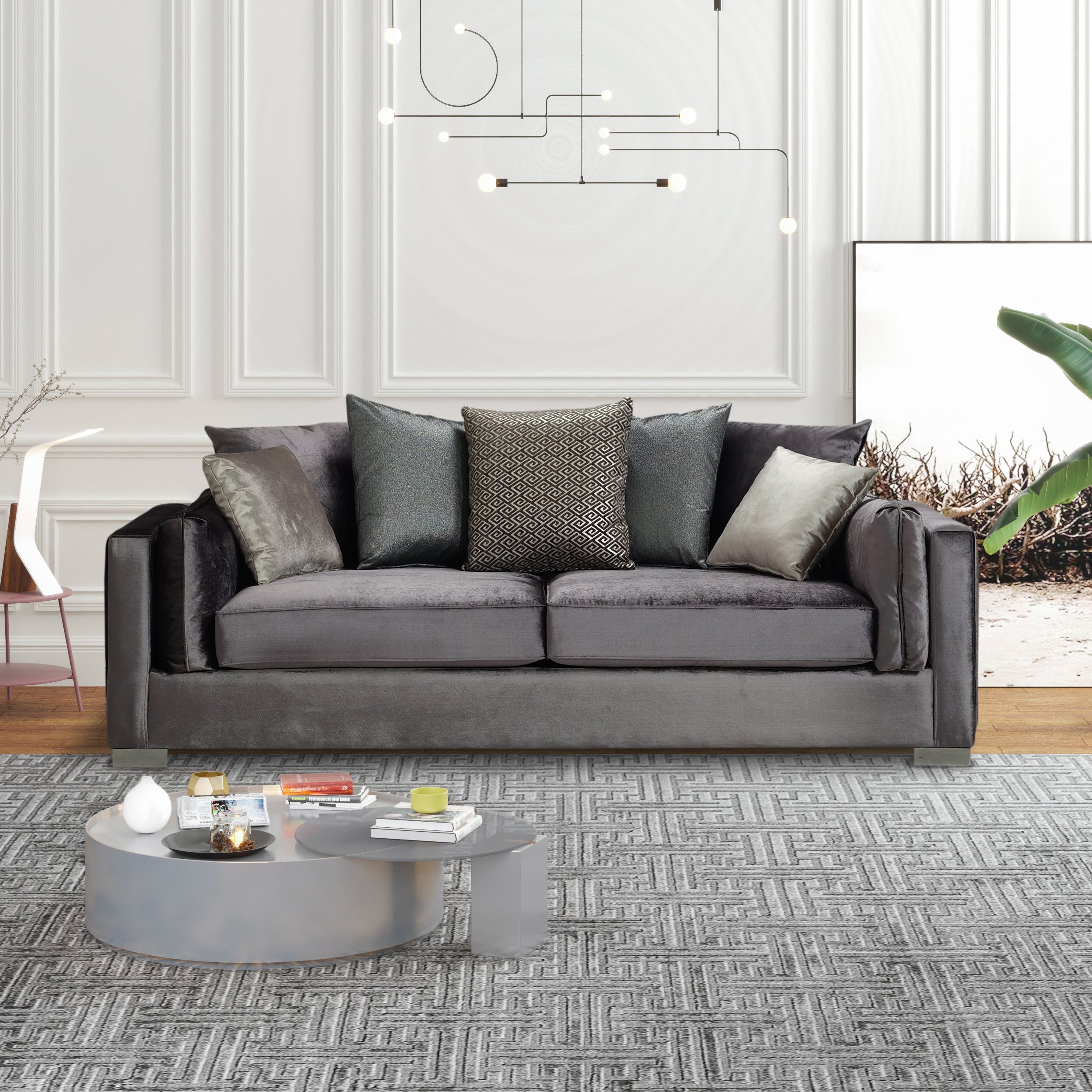 Nova - Clara Gray Velvet Sofa & Loveseat
