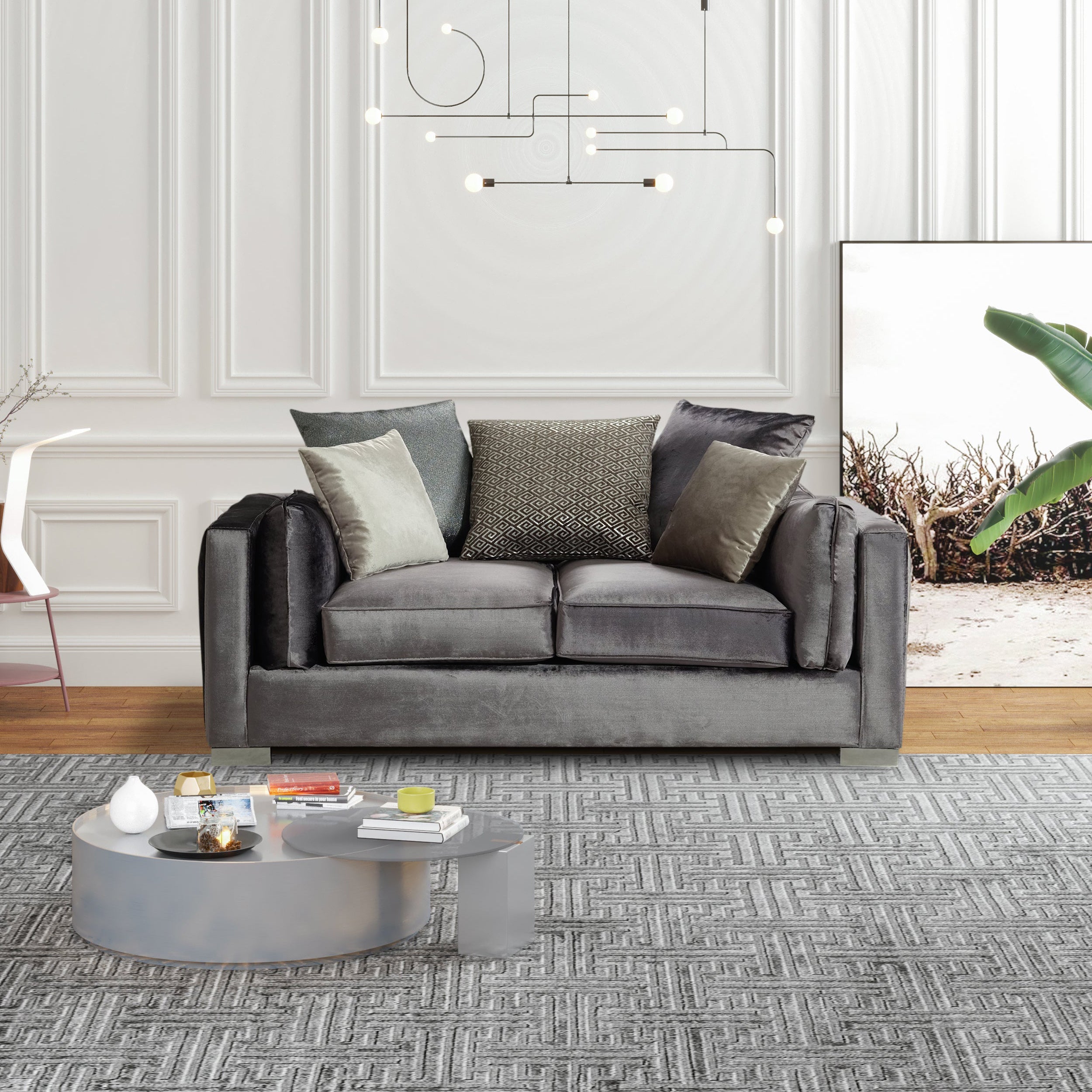 Nova - Clara Gray Velvet Sofa & Loveseat