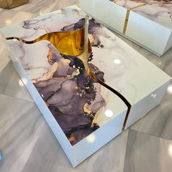 Nova - Dream Marble 3-Piece Coffee Table in White
