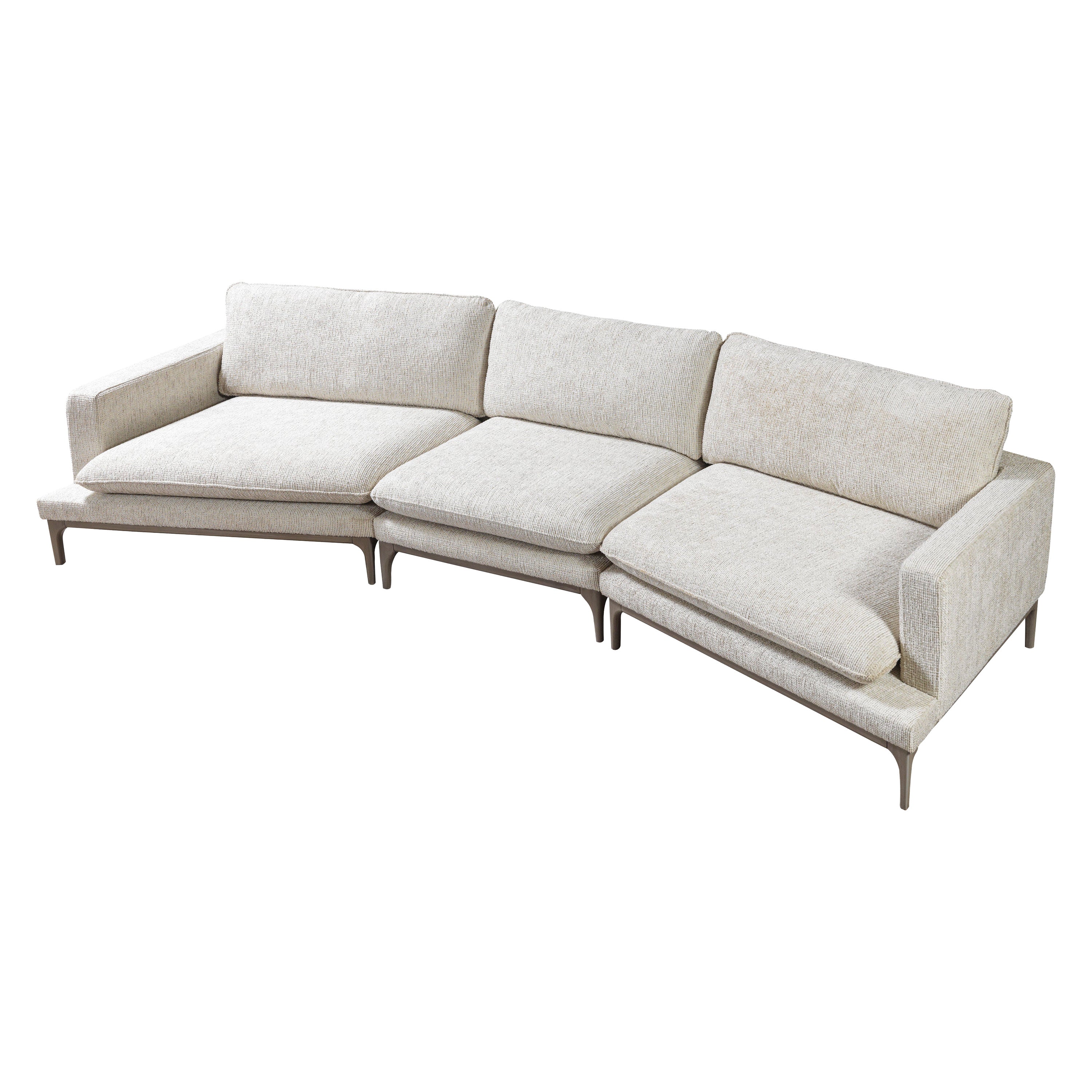 Nova - Dylan Ivory Linen 3-Piece Curved 126" Sectional with Ottoman