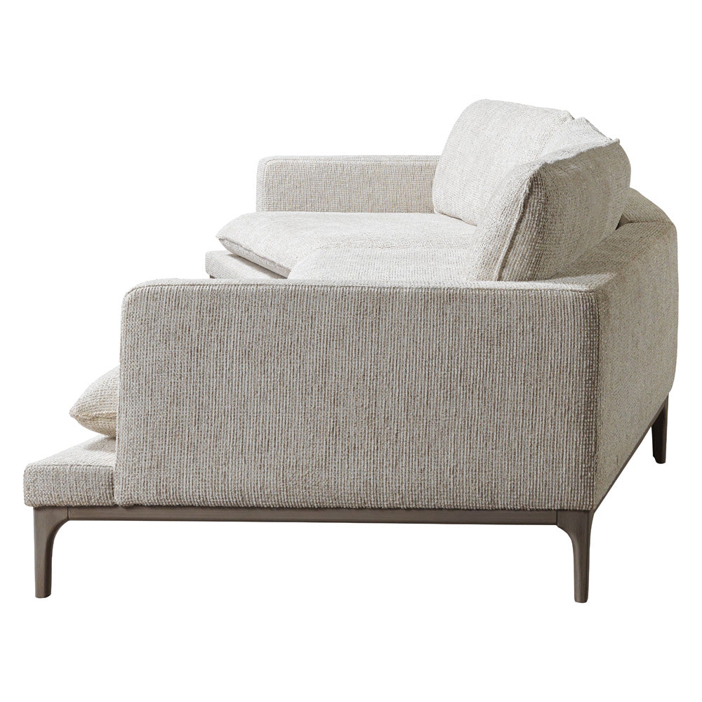 Nova - Dylan Ivory Linen 3-Piece Curved 126" Sectional with Ottoman