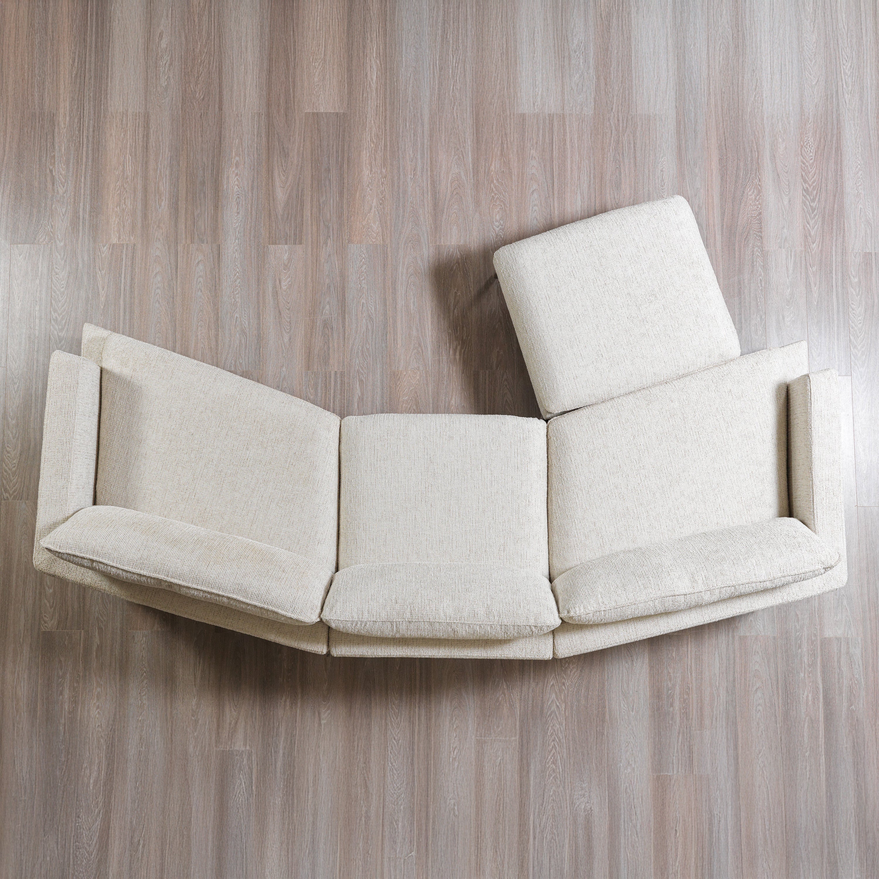 Nova - Dylan Ivory Linen 3-Piece Curved 126" Sectional with Ottoman