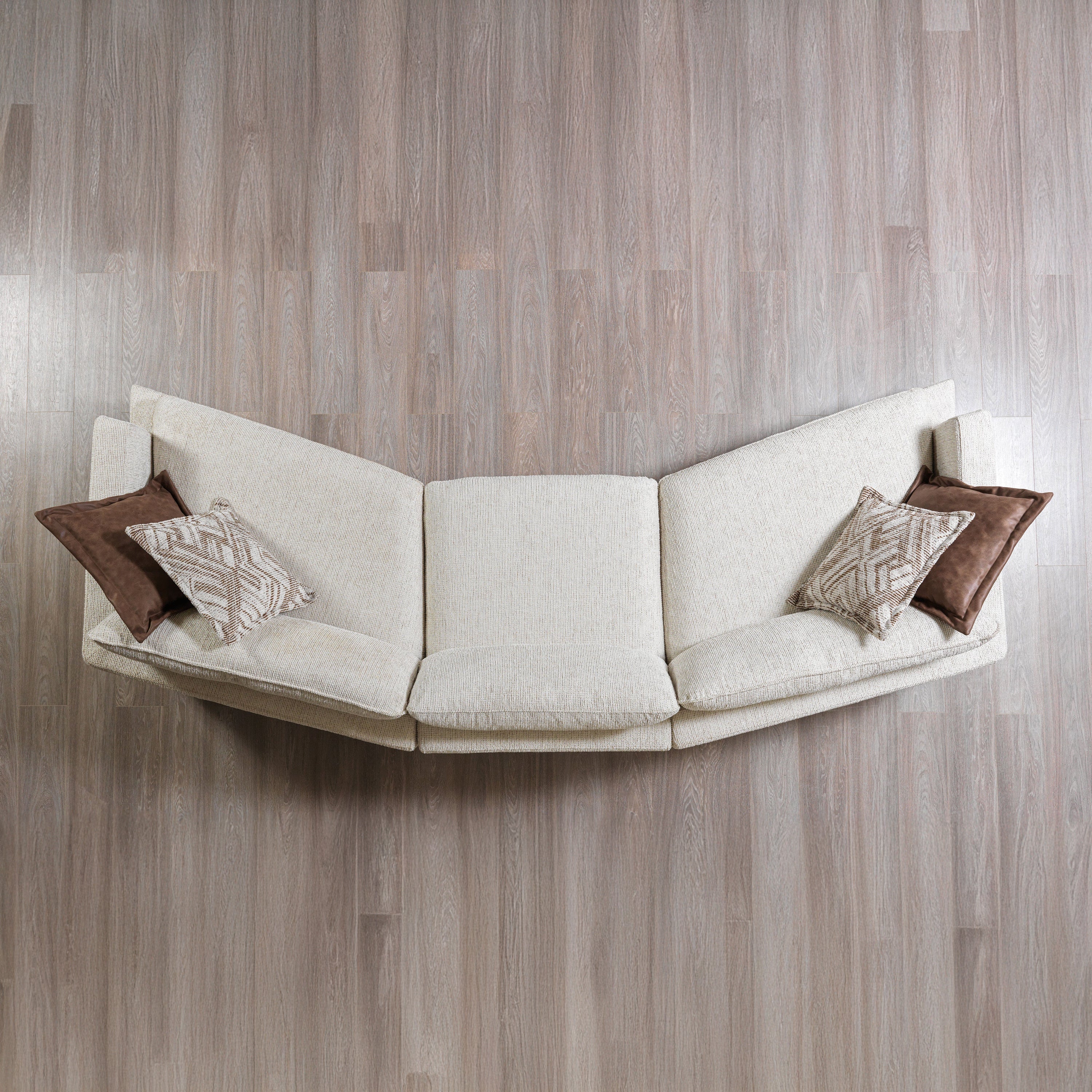Nova - Dylan Ivory Linen 3-Piece Curved 126" Sectional with Ottoman