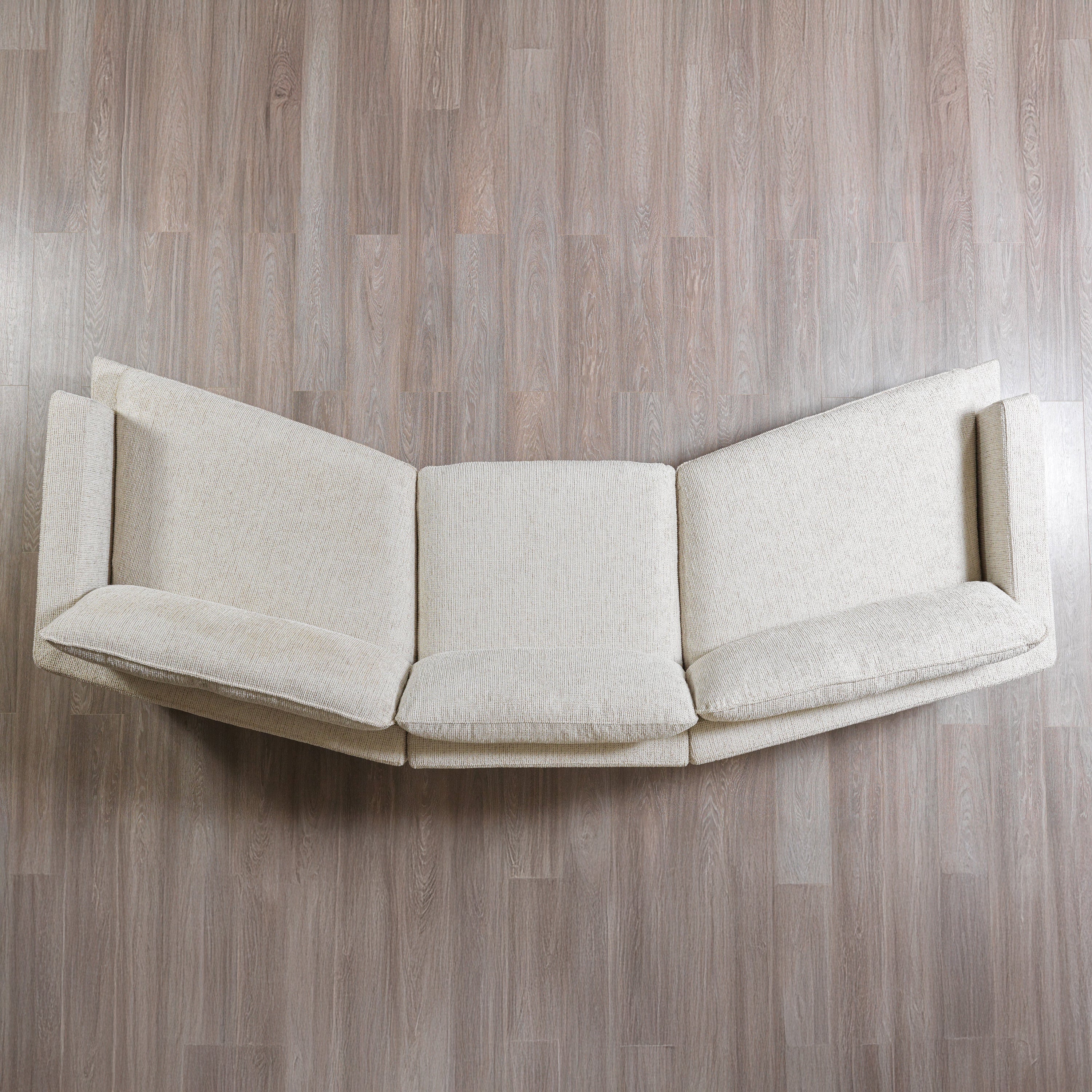 Nova - Dylan Ivory Linen 3-Piece Curved 126" Sectional with Ottoman