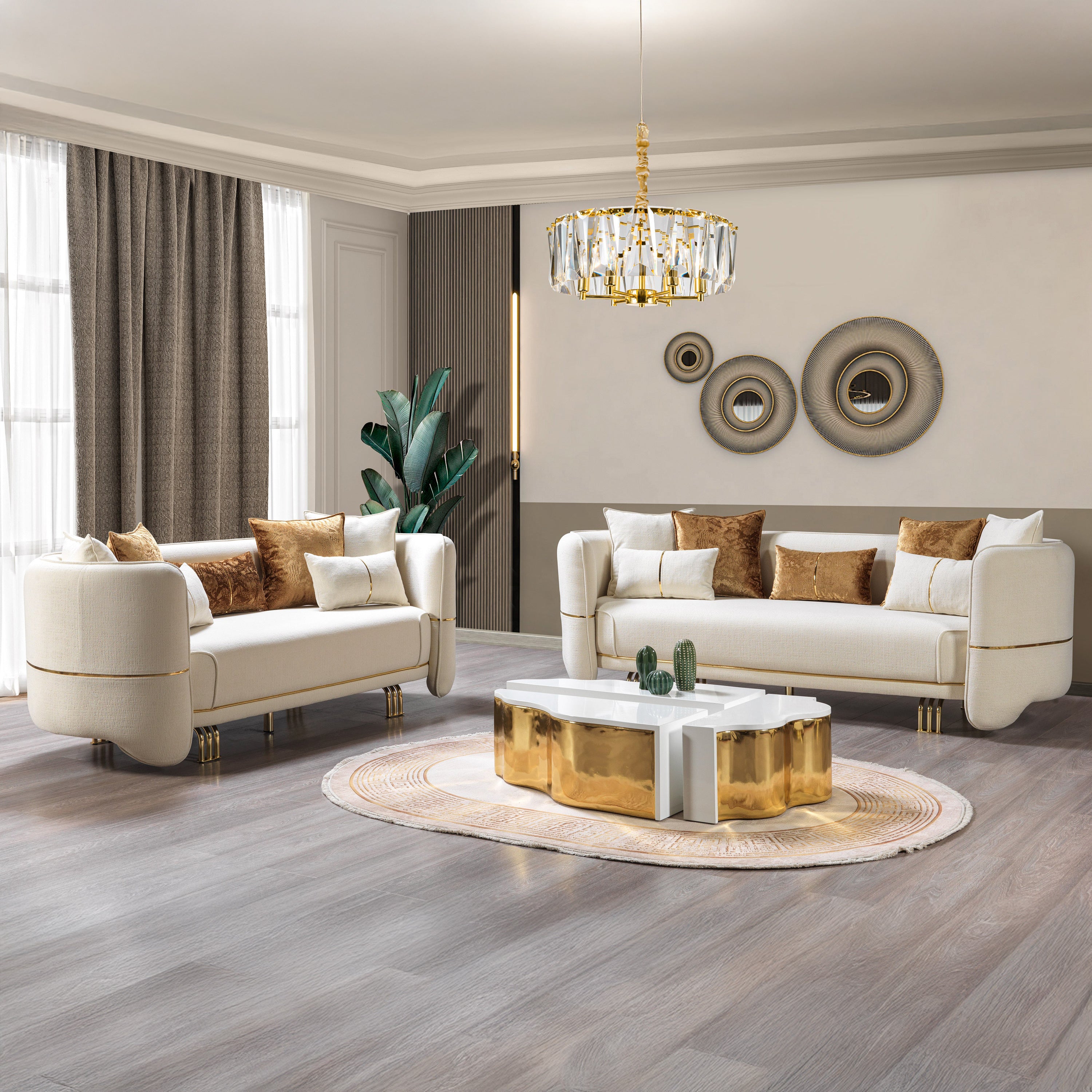 Nova - Helena Ivory Velvet Sofa & Loveseat