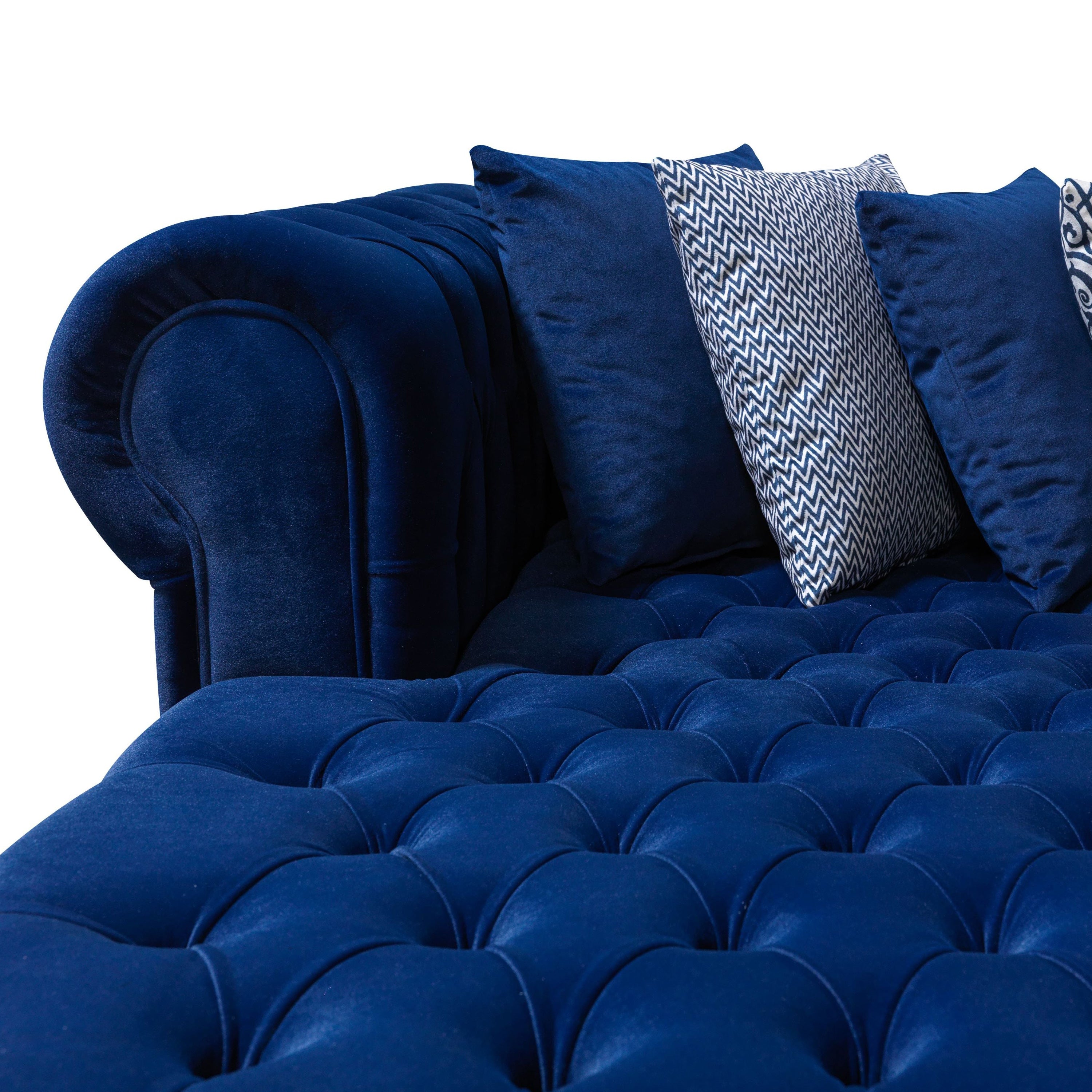 Nova - Lauren Navy Velvet Double Chaise 136" Sectional
