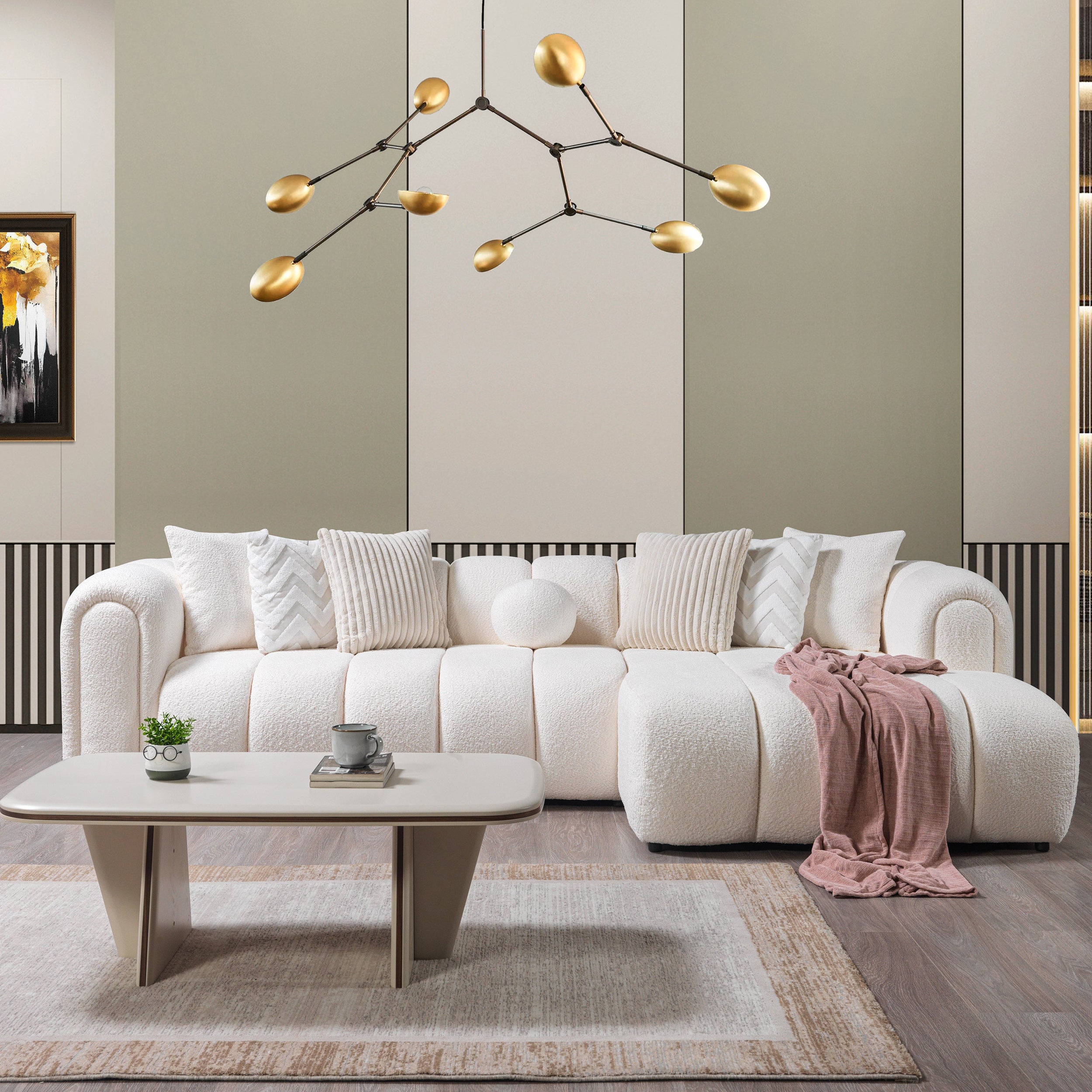 Nova - Lis Ivory Boucle RAF 115" Sectional