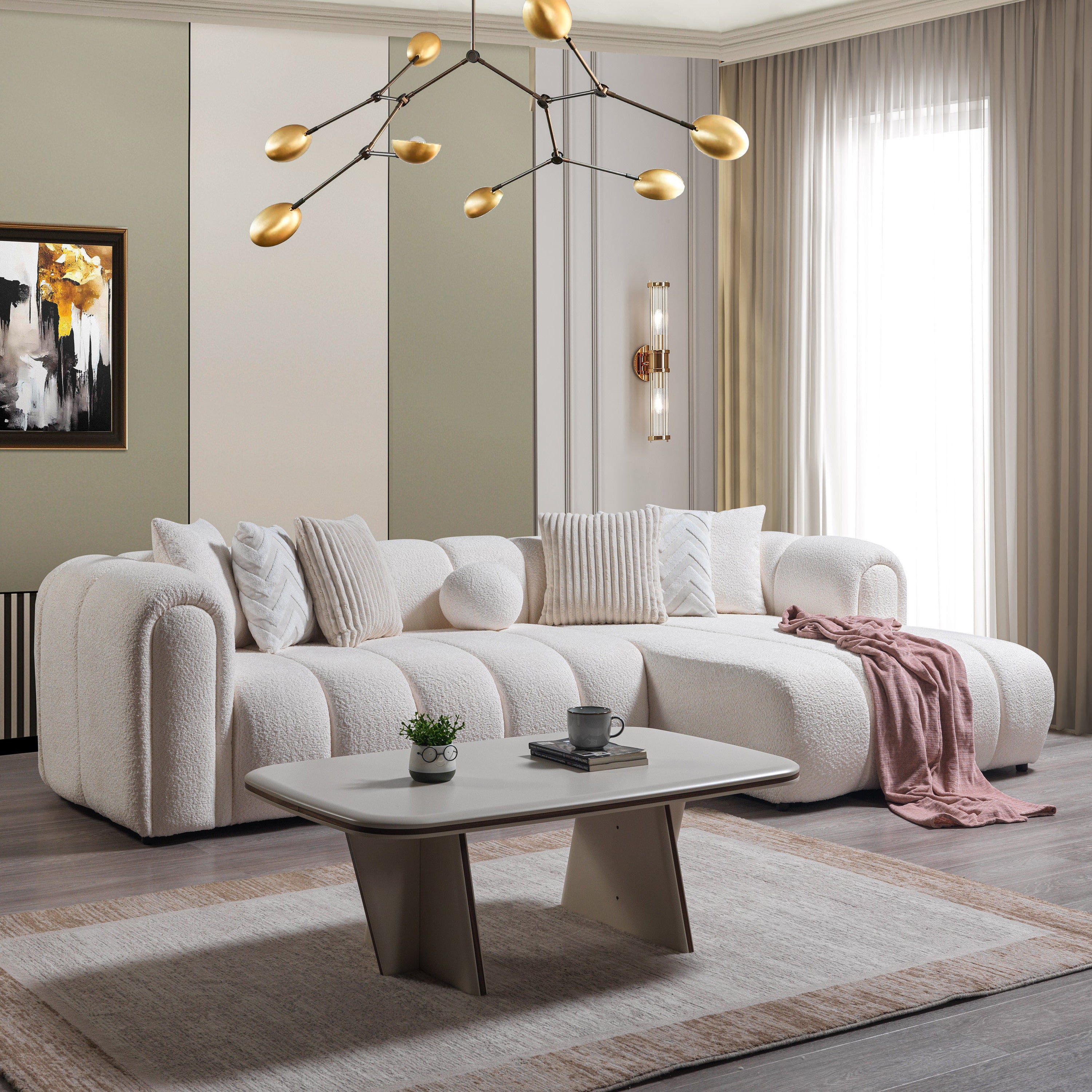 Nova - Lis Ivory Boucle RAF 115" Sectional